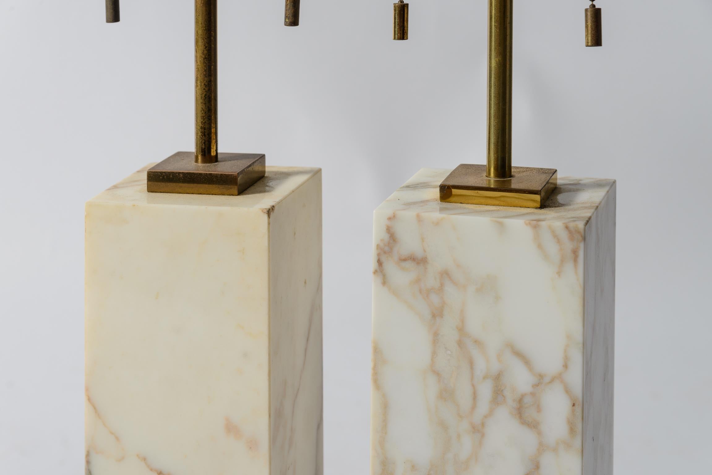 American TH Robsjohn Gibbings Marble Table Lamps