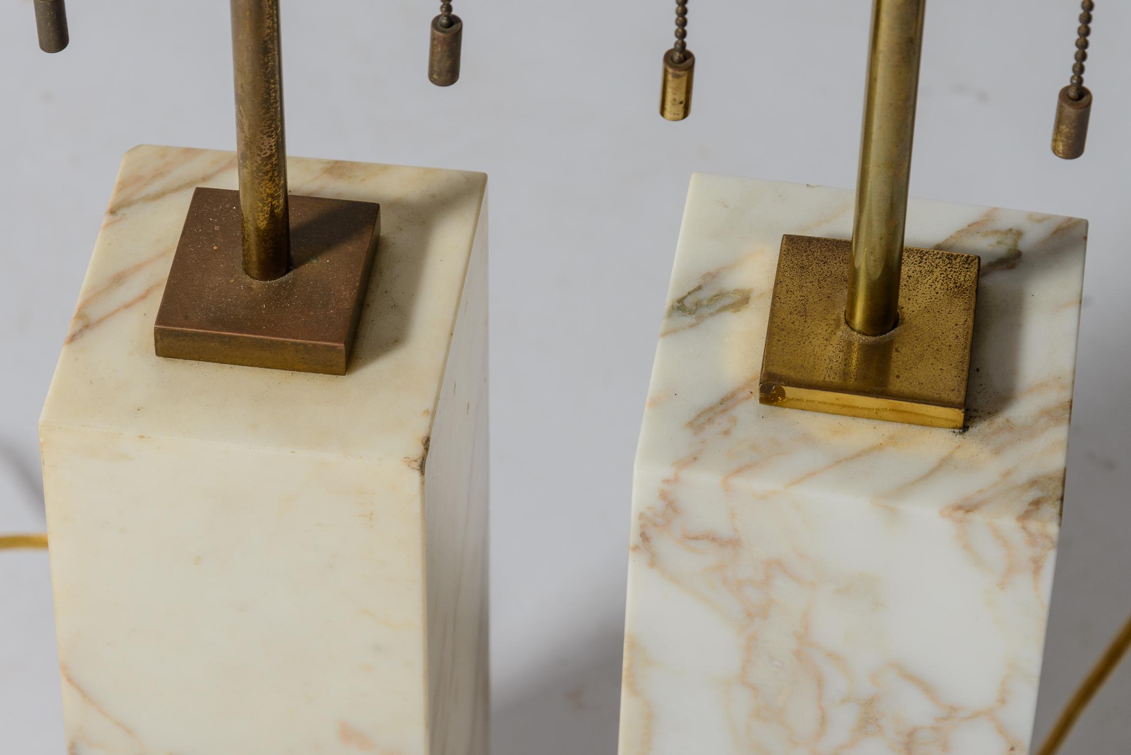 TH Robsjohn Gibbings Marble Table Lamps In Good Condition In West Palm Beach, FL