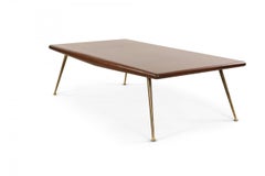T.H. Robsjohn-Gibbings Mid-Century Walnut and Brass Coffee Table