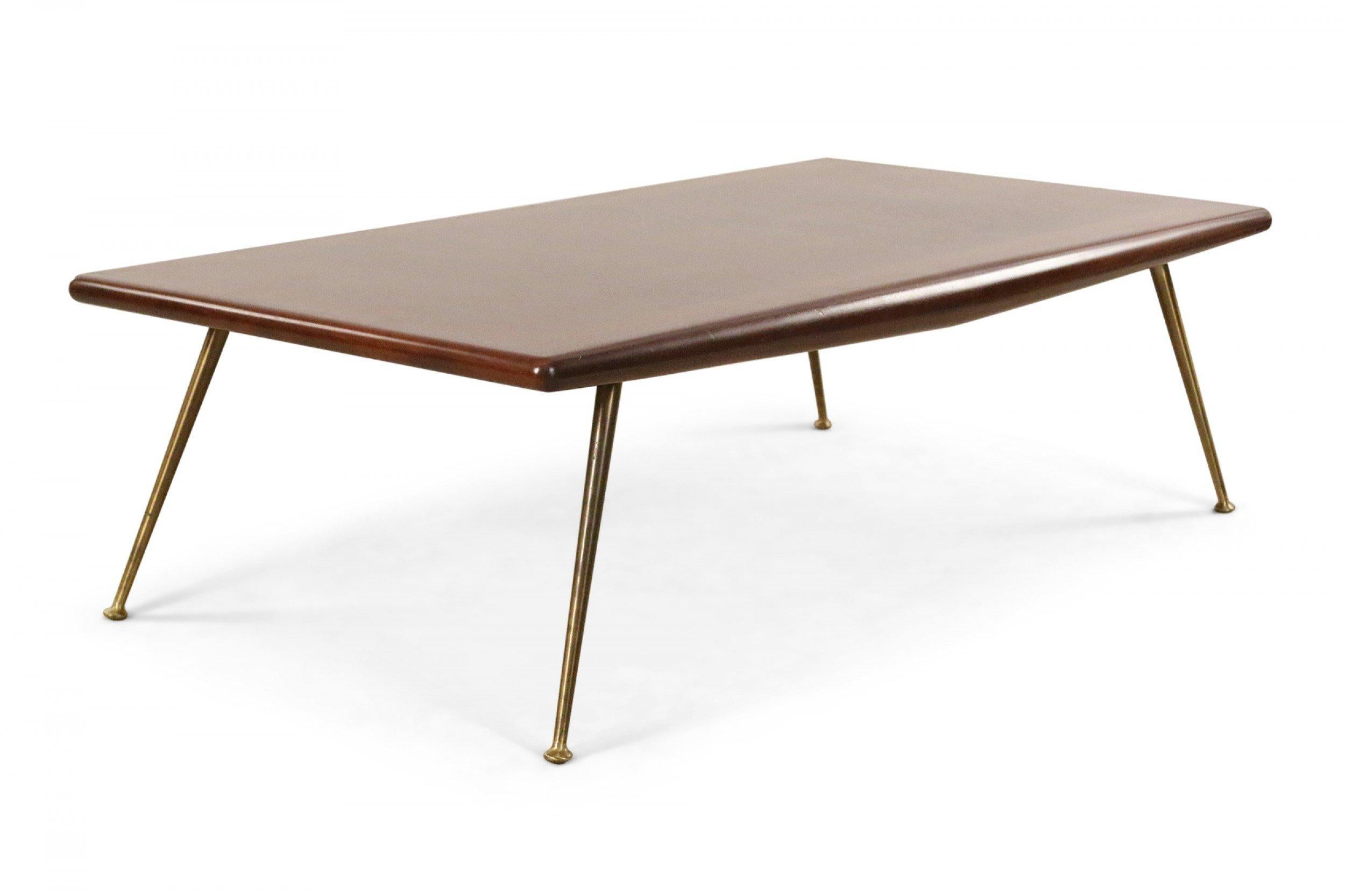 Mid-Century T.H. Robsjohn-Gibbings  Walnut and Brass Coffee Table In Good Condition In New York, NY