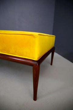 T.H. Robsjohn-Gibbings Midcentury DayBed in Velvet and Wood, Restored, 1950s