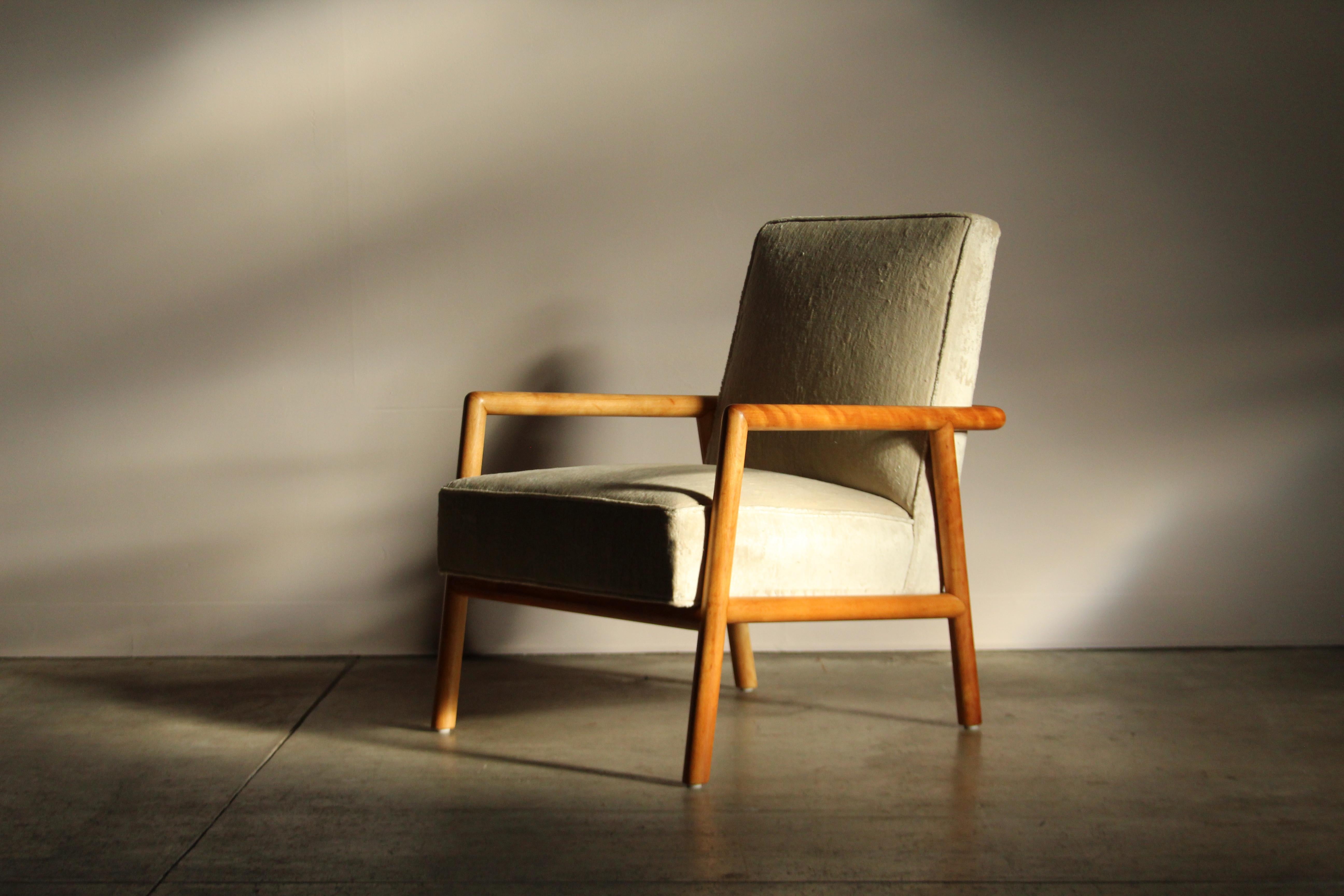 T.H. Robsjohn-Gibbings 'Model 1601' Lounge Chair for Widdicomb, 1950s Terciopelo en venta
