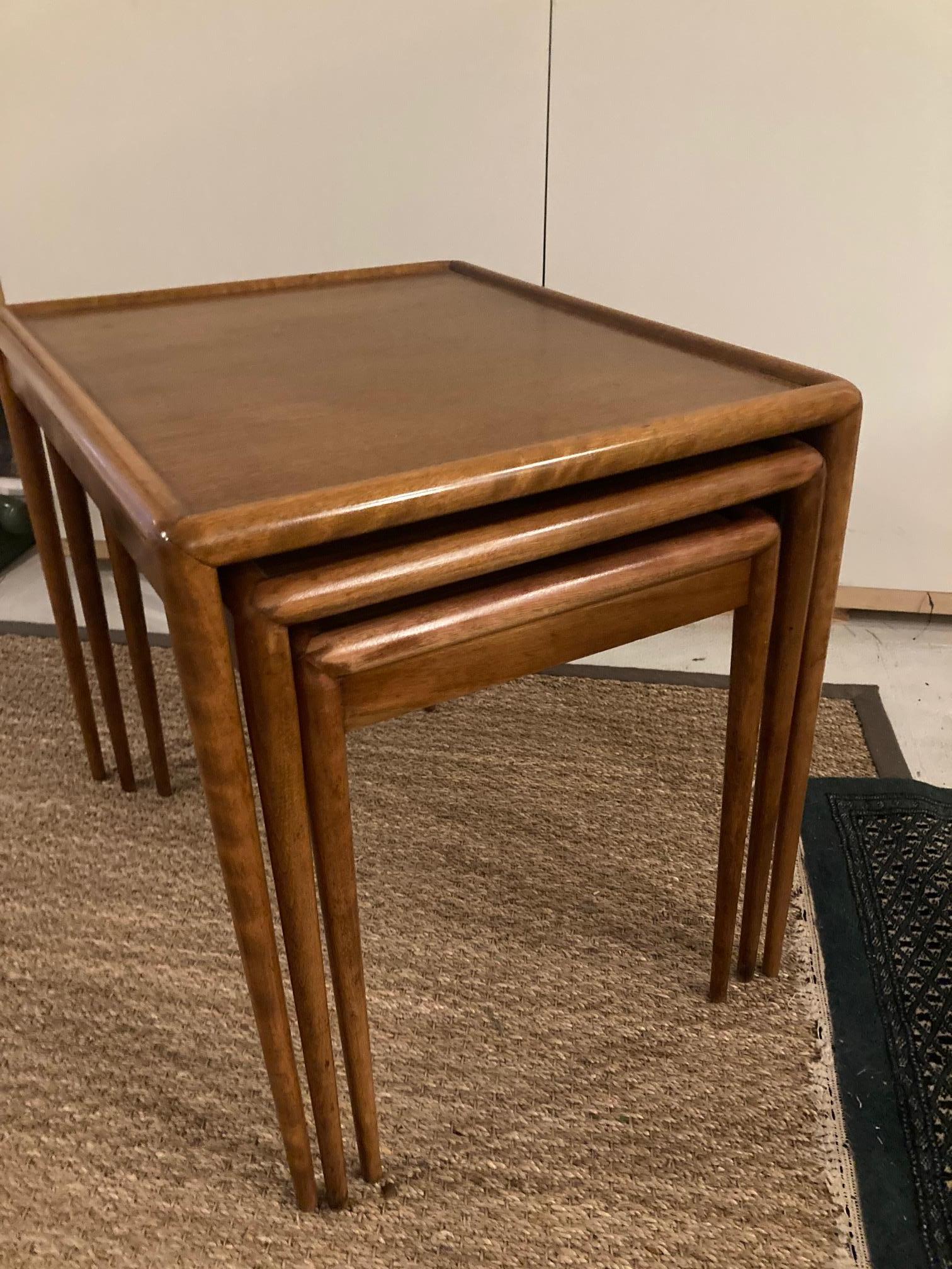 T.H. Robsjohn-Gibbings Nesting Tables by Widdicomb In Excellent Condition In Brattleboro, VT