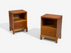 T.H. Robsjohn-Gibbings, Nightstands, Mahogany, Brass, USA, 1960s