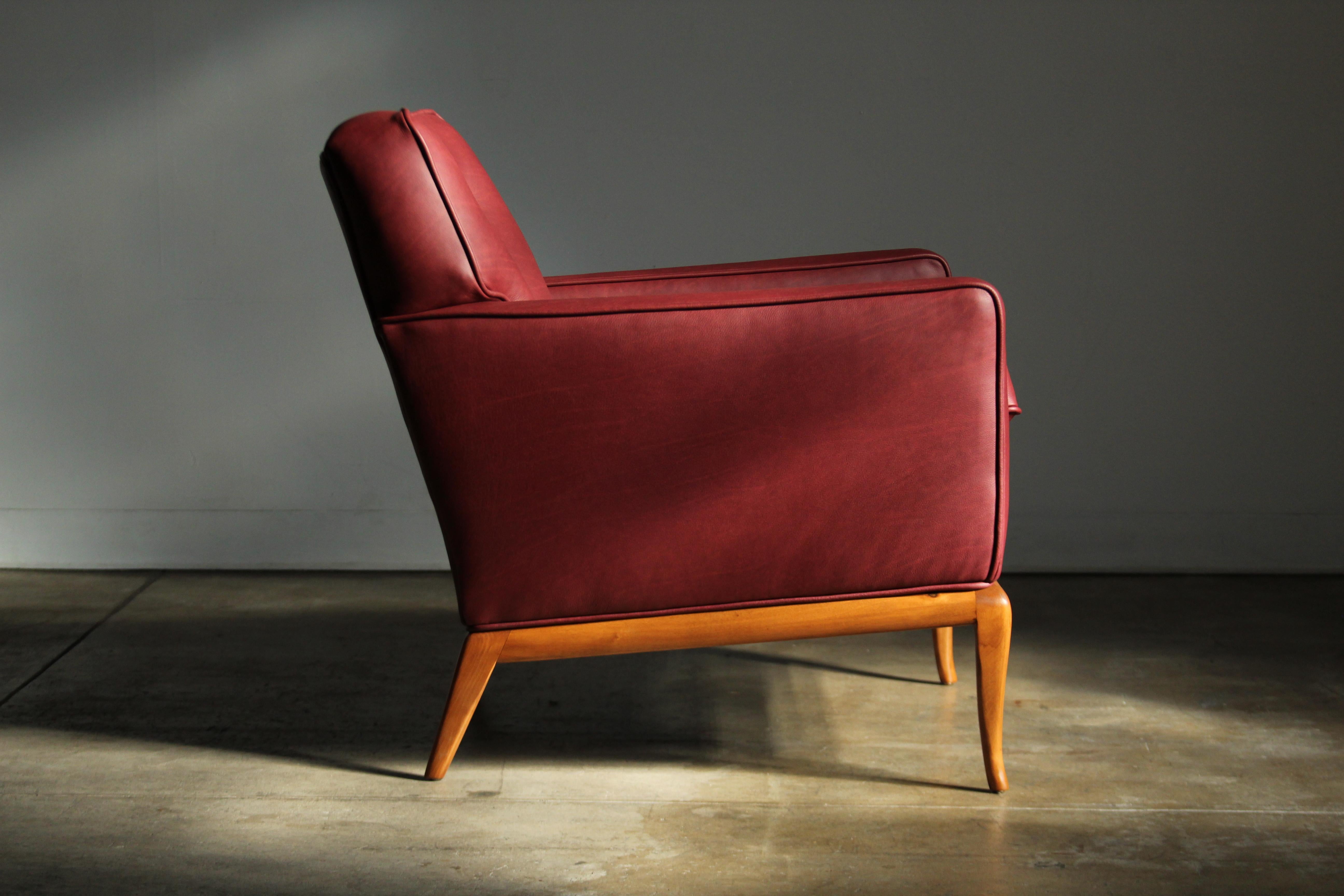 T.H. Clubsessel aus Ochsenblutleder von Robsjohn Gibbings, 1950er-Jahre im Angebot 4