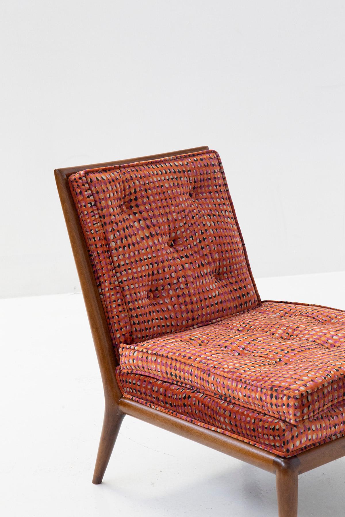 Mid-Century Modern T.H. Robsjohn-Gibbings Pair of Lounge Armchairs in Fabric for Widdicomb