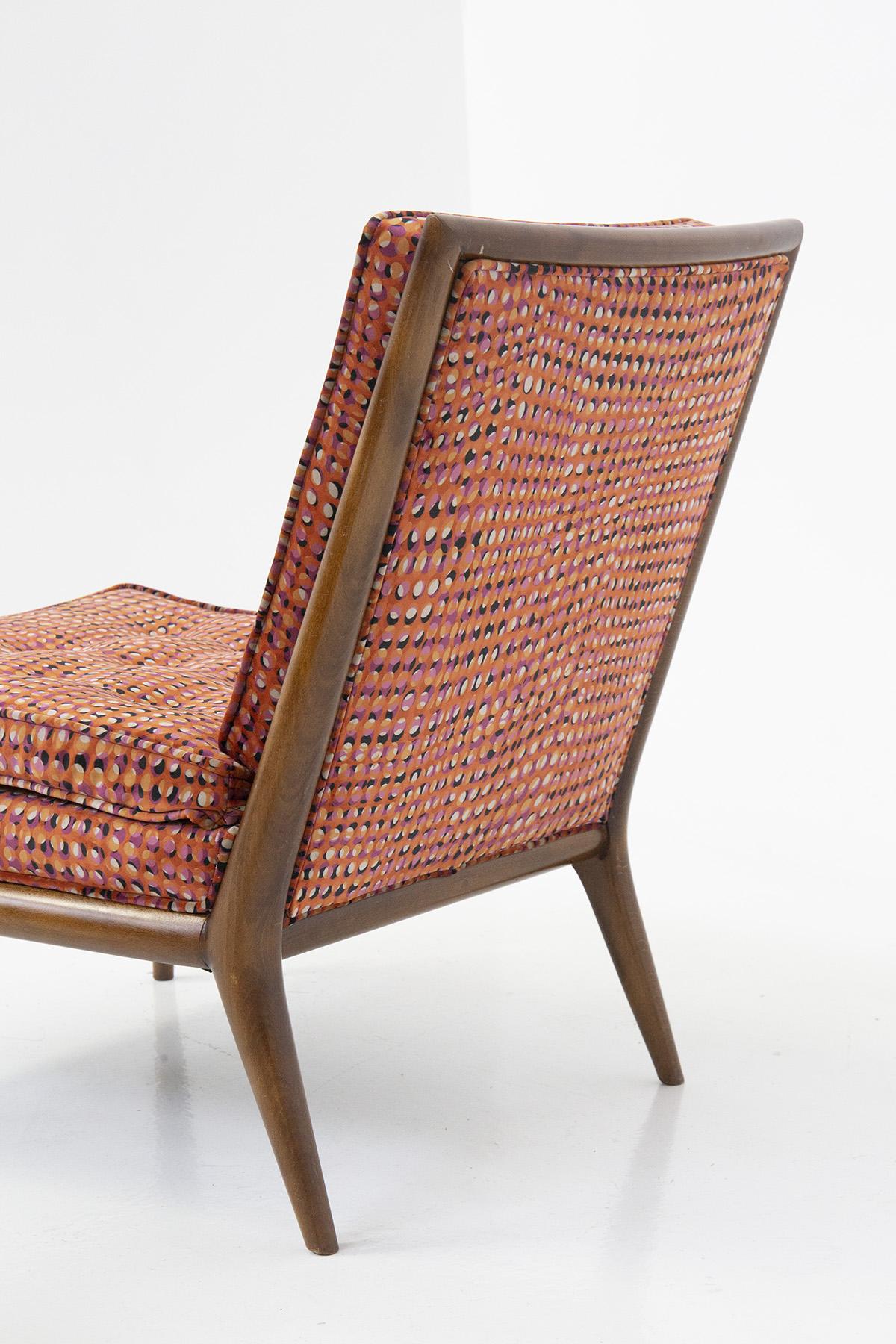 American T.H. Robsjohn-Gibbings Pair of Lounge Armchairs in Fabric for Widdicomb