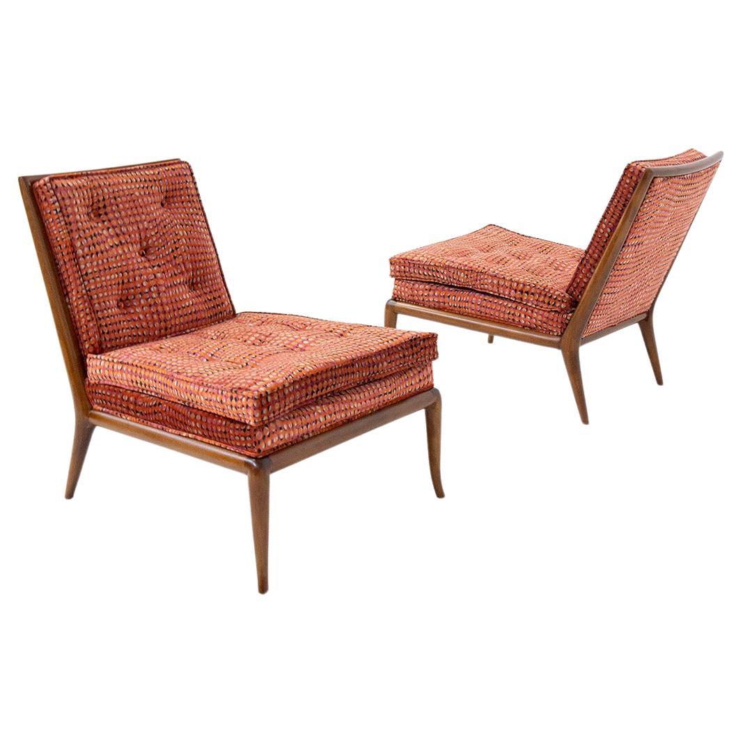 T.H. Robsjohn-Gibbings Pair of Lounge Armchairs in Fabric for Widdicomb