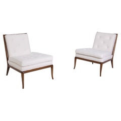 Used T.H. Robsjohn-Gibbings Pair of Lounge Chairs in White Bouclè
