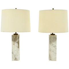 T.H. Robsjohn-Gibbings Pair of Marble Table Lamps by Hansen