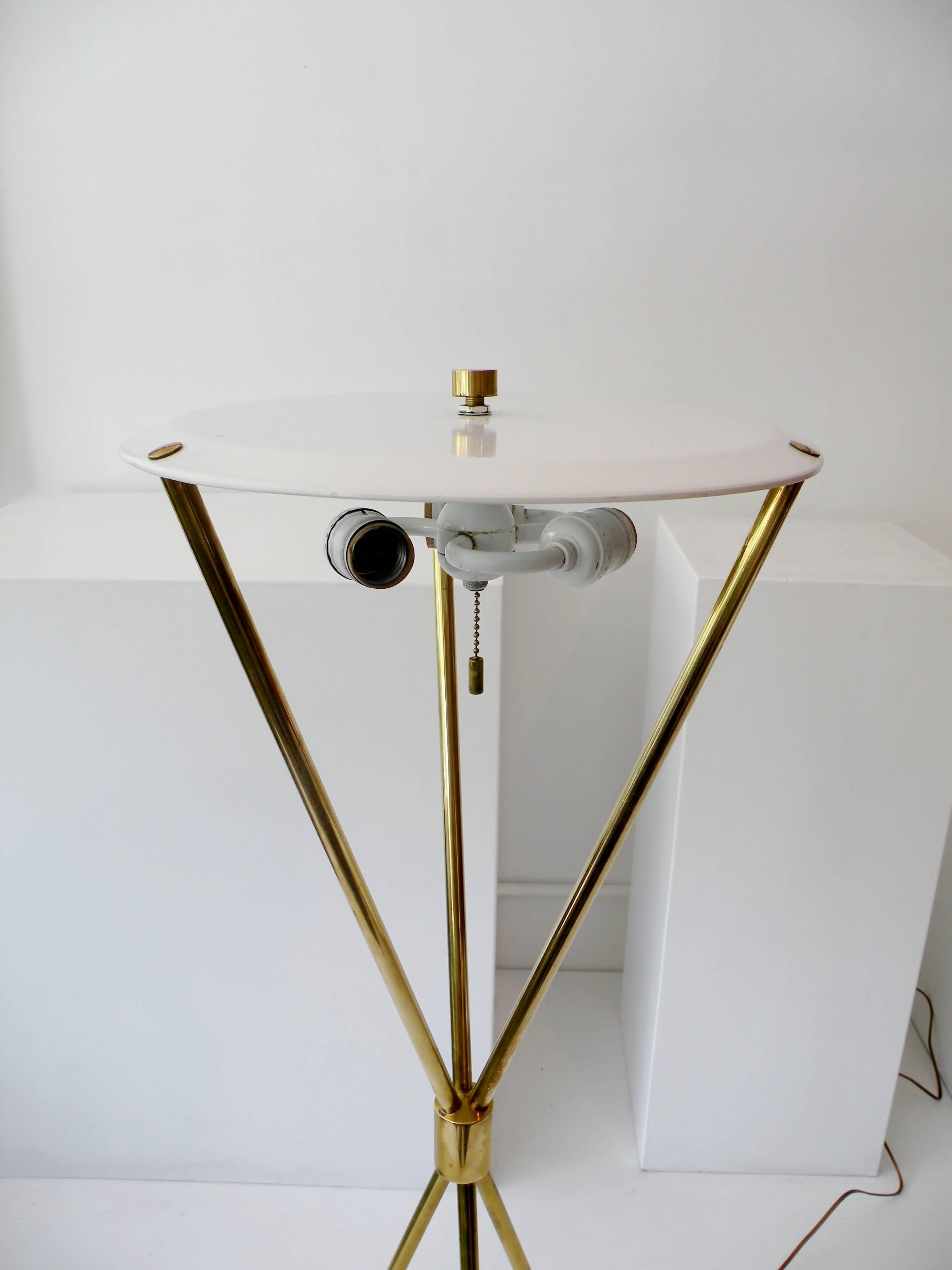 T.H. Robsjohn-Gibbings Paul Hansen NY Brass Tripod Floor Lamp 2