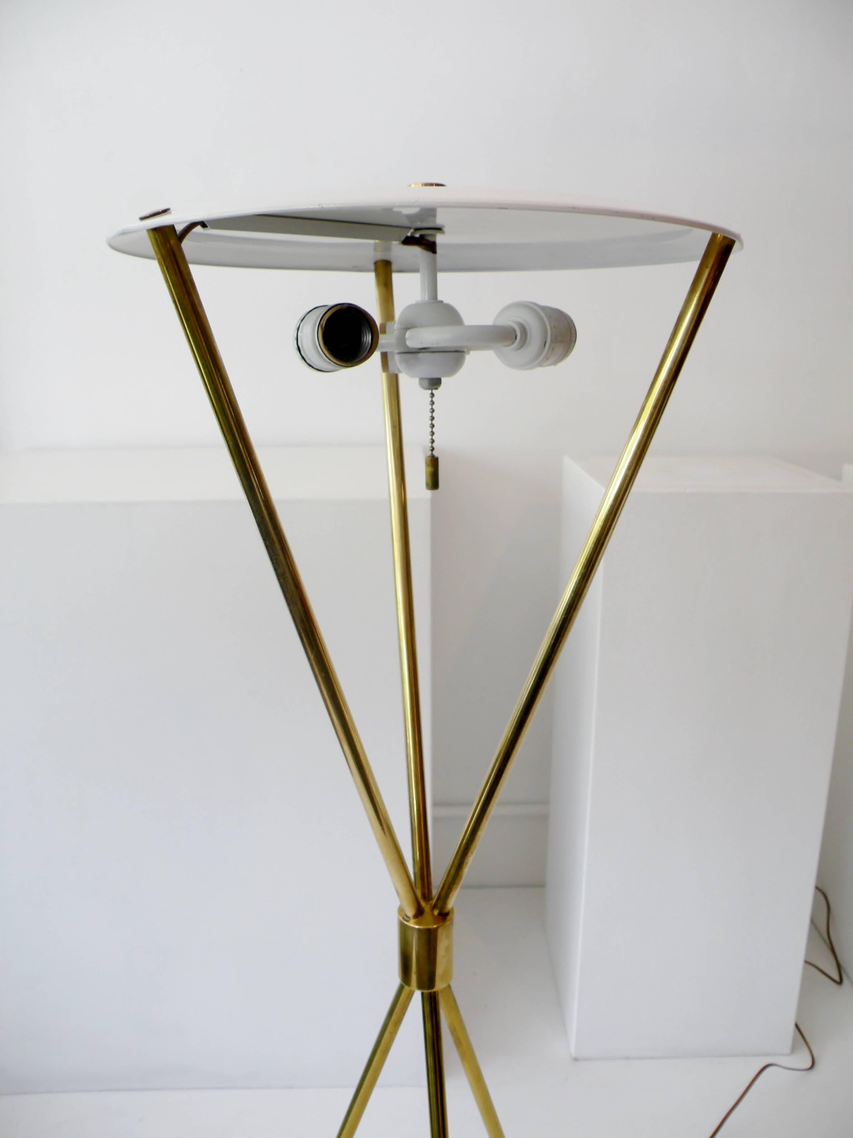 T.H. Robsjohn-Gibbings Paul Hansen NY Brass Tripod Floor Lamp 1