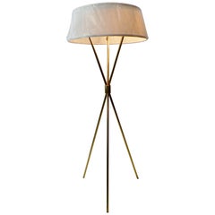 T.H. Robsjohn-Gibbings Paul Hansen NY Brass Tripod Floor Lamp