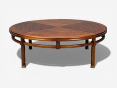 T.H. Robsjohn-Gibbings, Round Coffee Table, Brass, Walnut, USA, 1960s