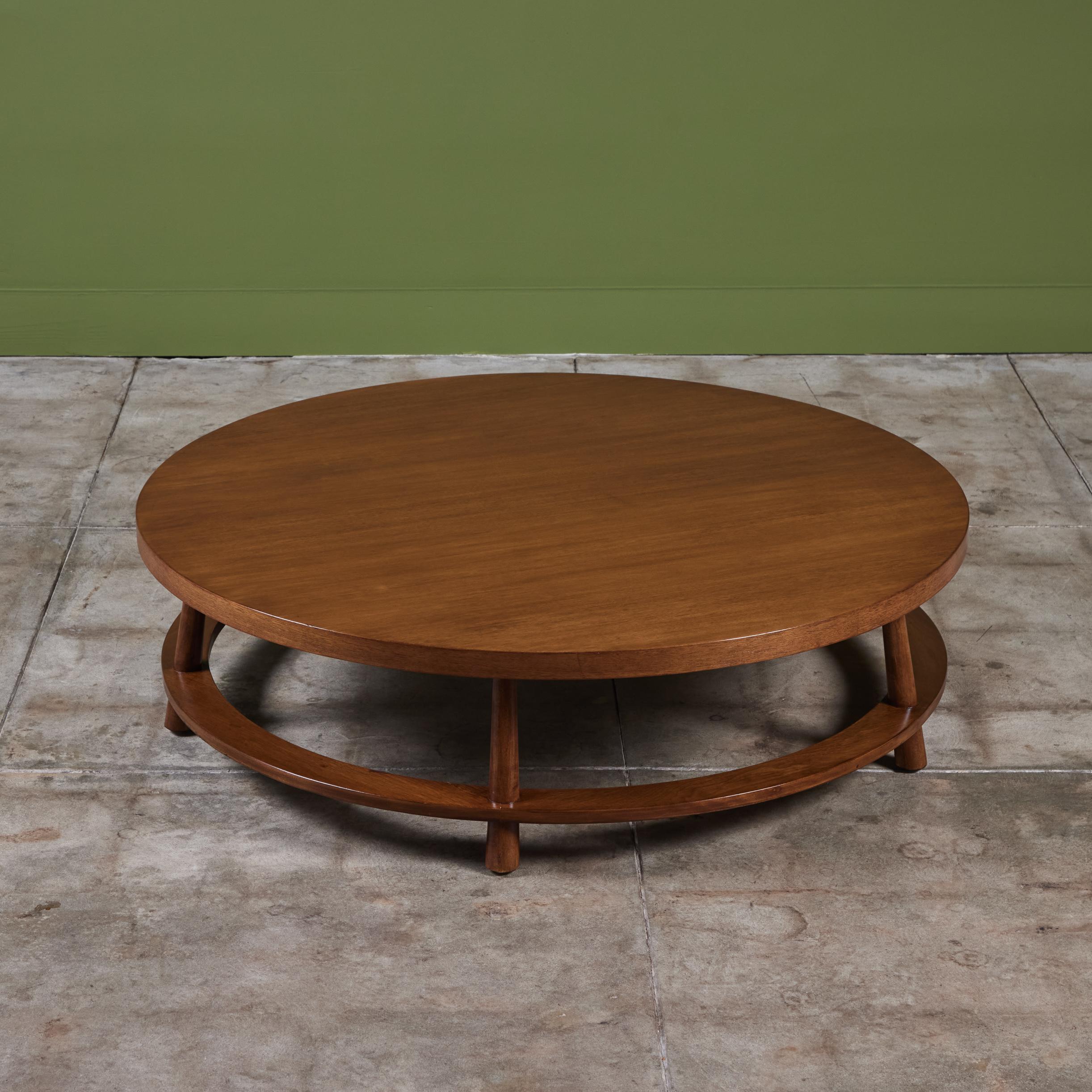 Walnut T.H. Robsjohn Gibbings Round Coffee Table for Widdicomb