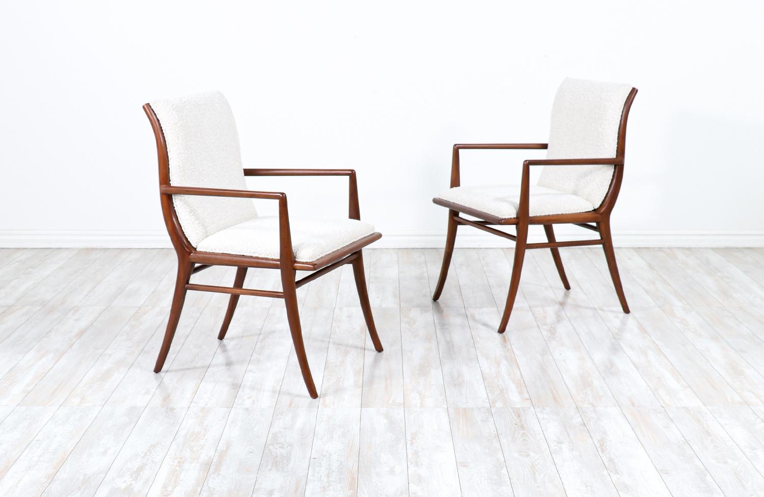 Mid-Century Modern T.H. Robsjohn-Gibbings Sculpted Saber Arm Chairs for Widdicomb
