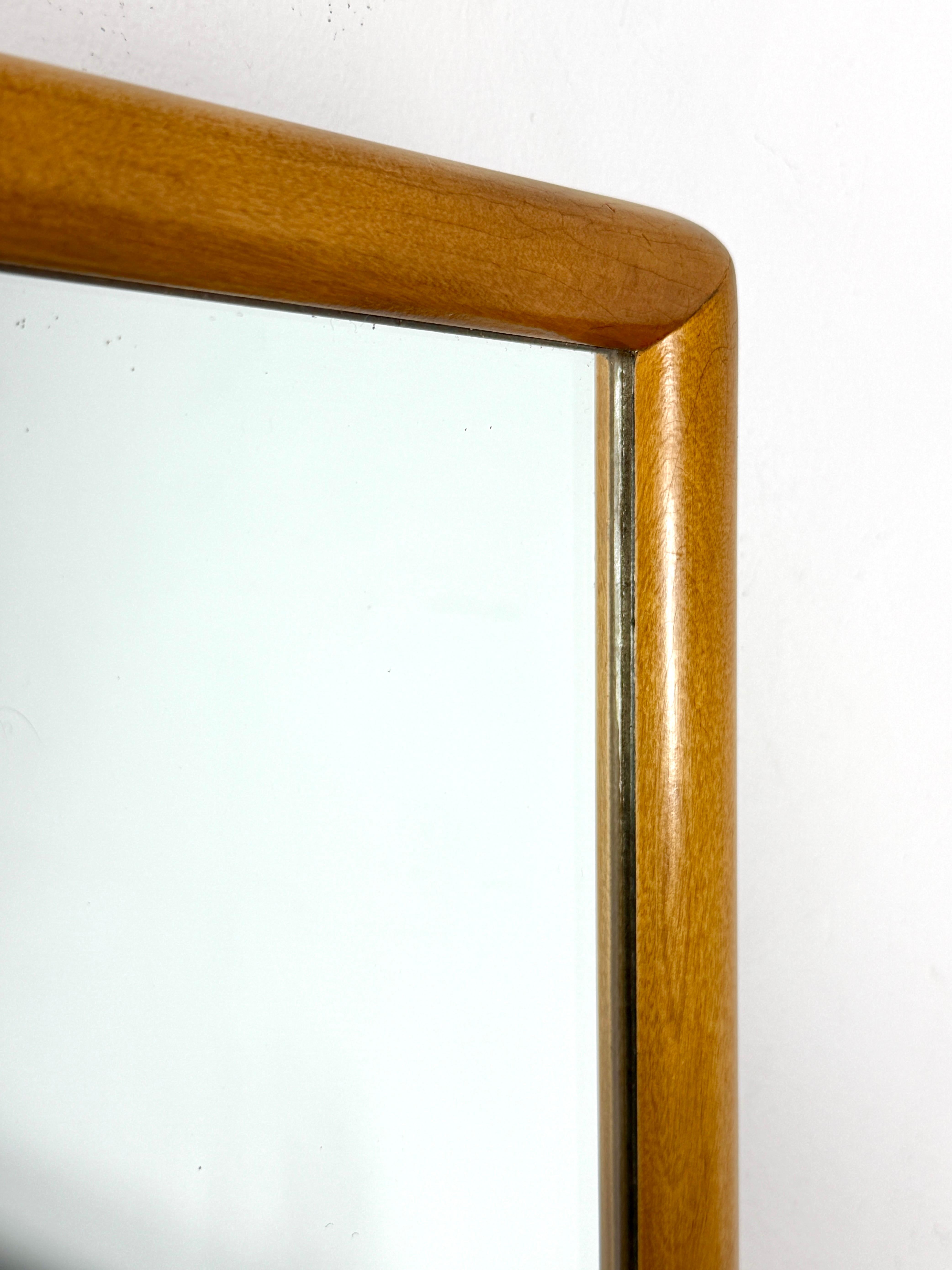 Mid-Century Modern T.H. Robsjohn Gibbings Sculpted Walnut Square Wall Mirror for Widdicomb 1950s For Sale