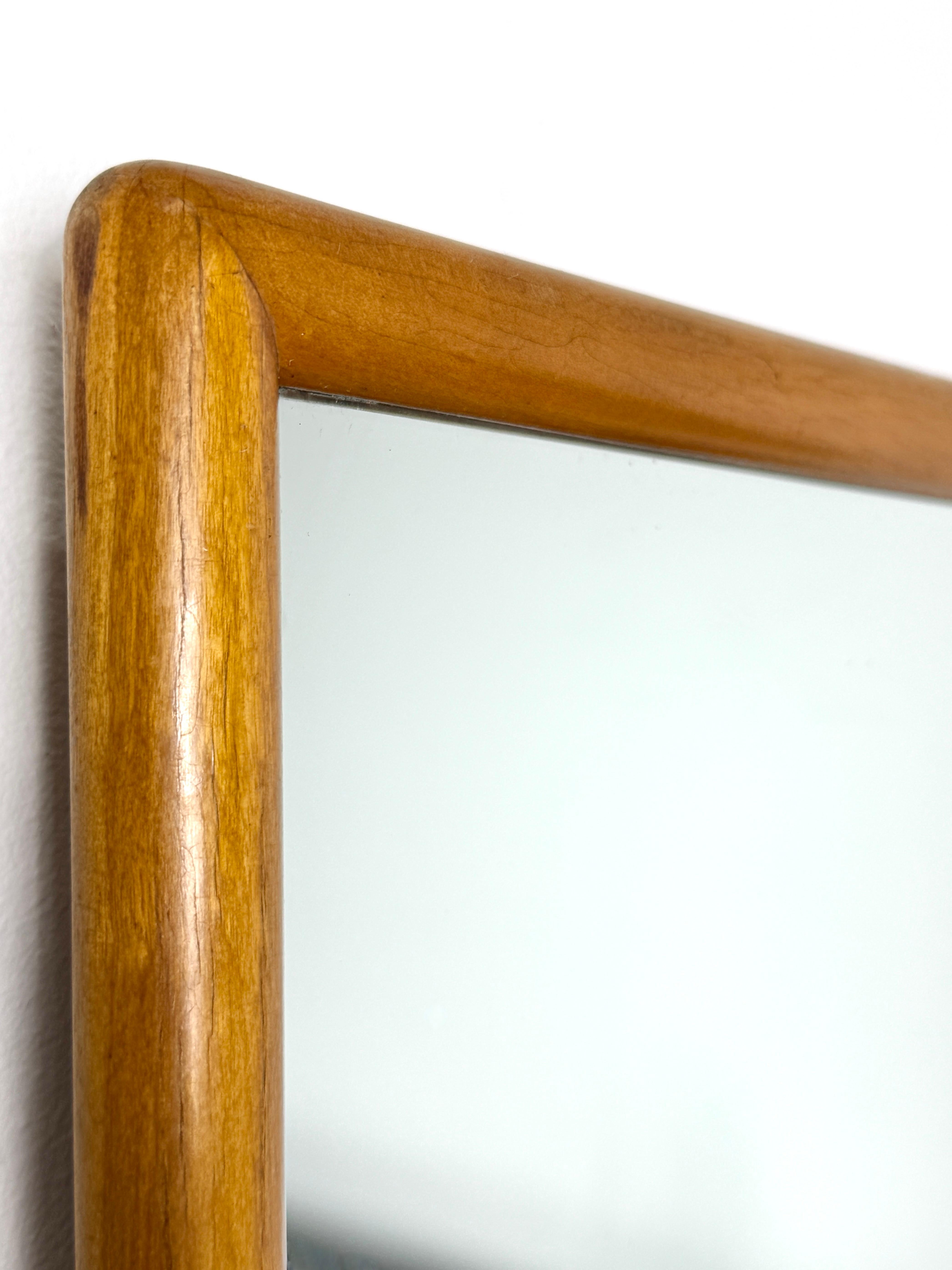 American T.H. Robsjohn Gibbings Sculpted Walnut Square Wall Mirror for Widdicomb 1950s For Sale
