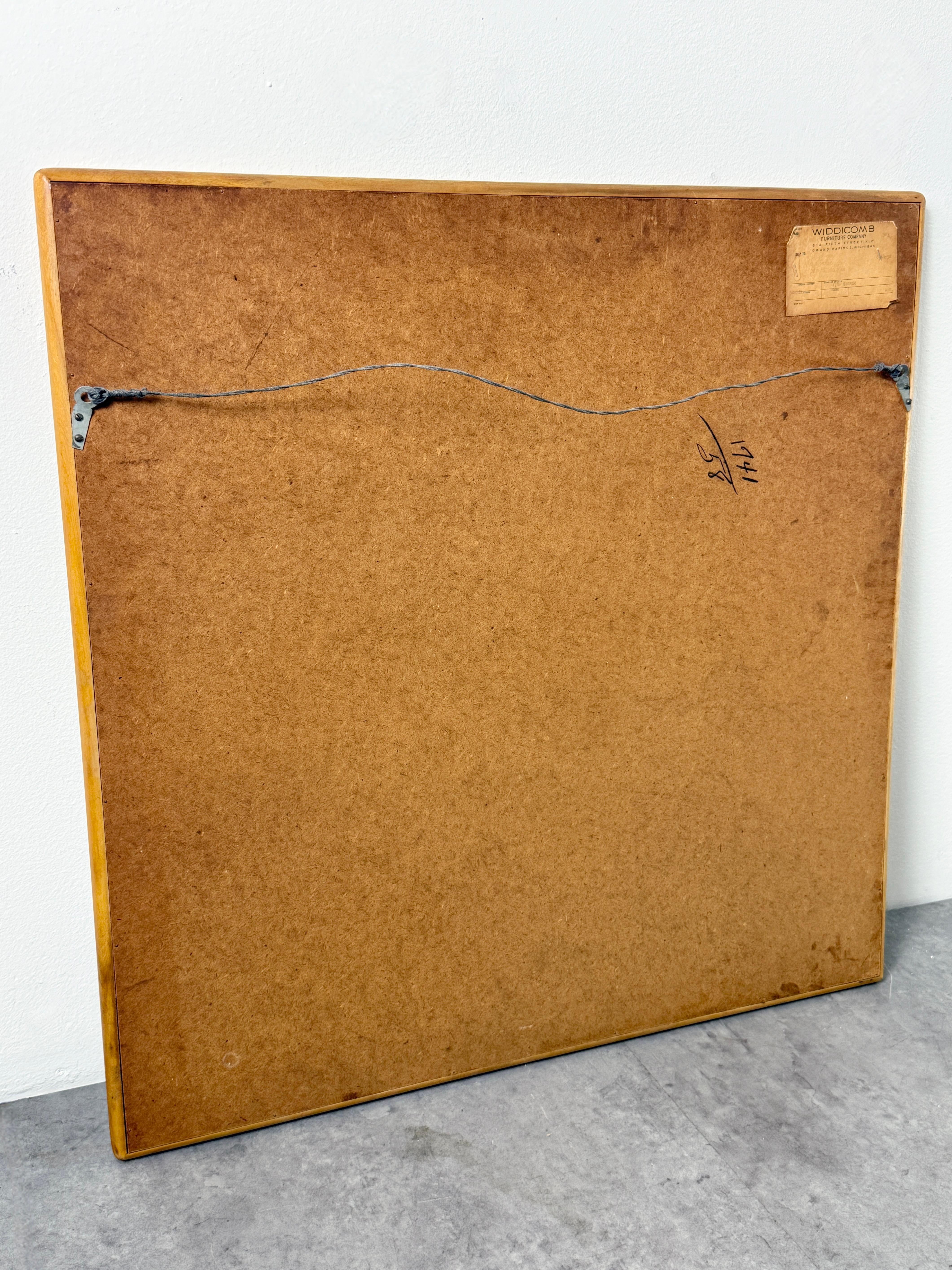 Mid-20th Century T.H. Robsjohn Gibbings Sculpted Walnut Square Wall Mirror for Widdicomb 1950s For Sale