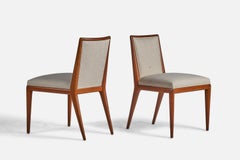 T.H. Robsjohn-Gibbings, Side Chairs, Walnut, Fabric, USA, 1950s