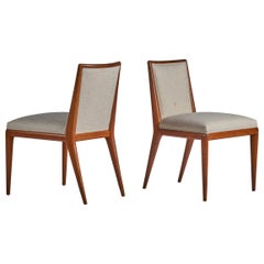 T.H. Robsjohn-Gibbings, Beistellstühle, Nussbaum, Stoff, USA, 1950er Jahre