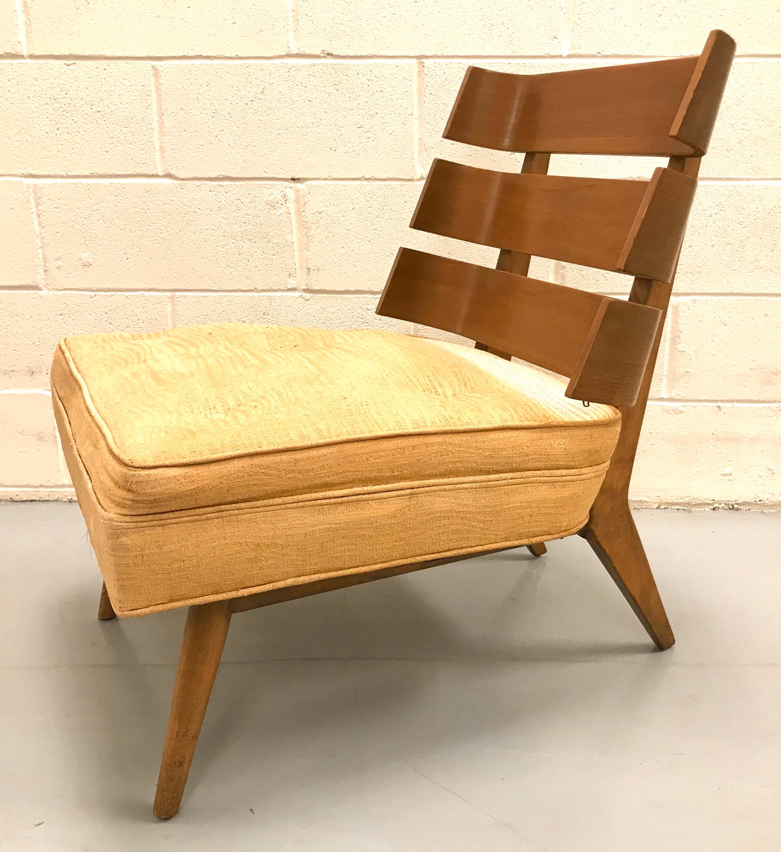 T.H. Robsjohn-Gibbings Slat-Back Lounge Chair for Widdicomb For Sale 8