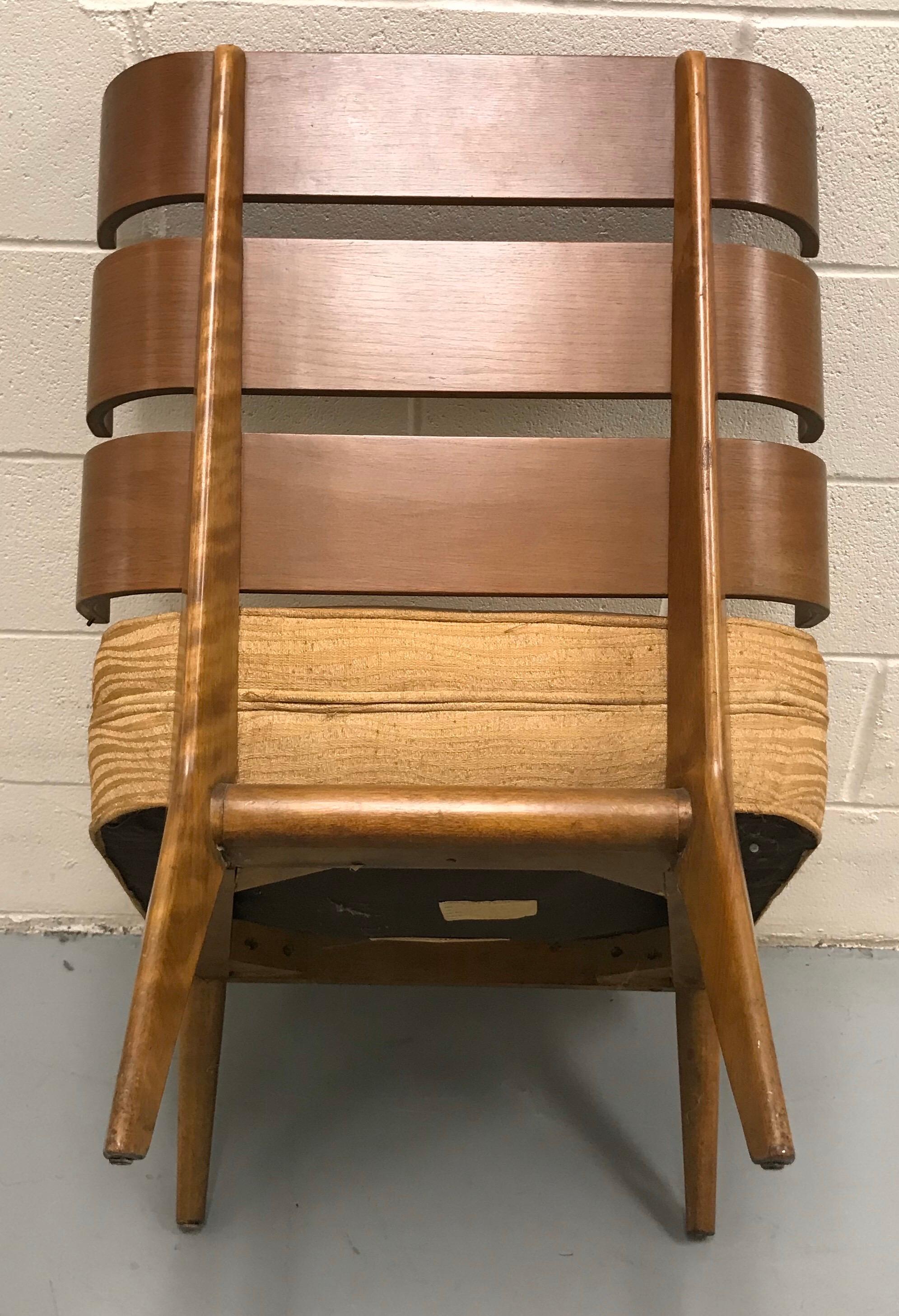 T.H. Robsjohn-Gibbings Slat-Back Lounge Chair for Widdicomb For Sale 10