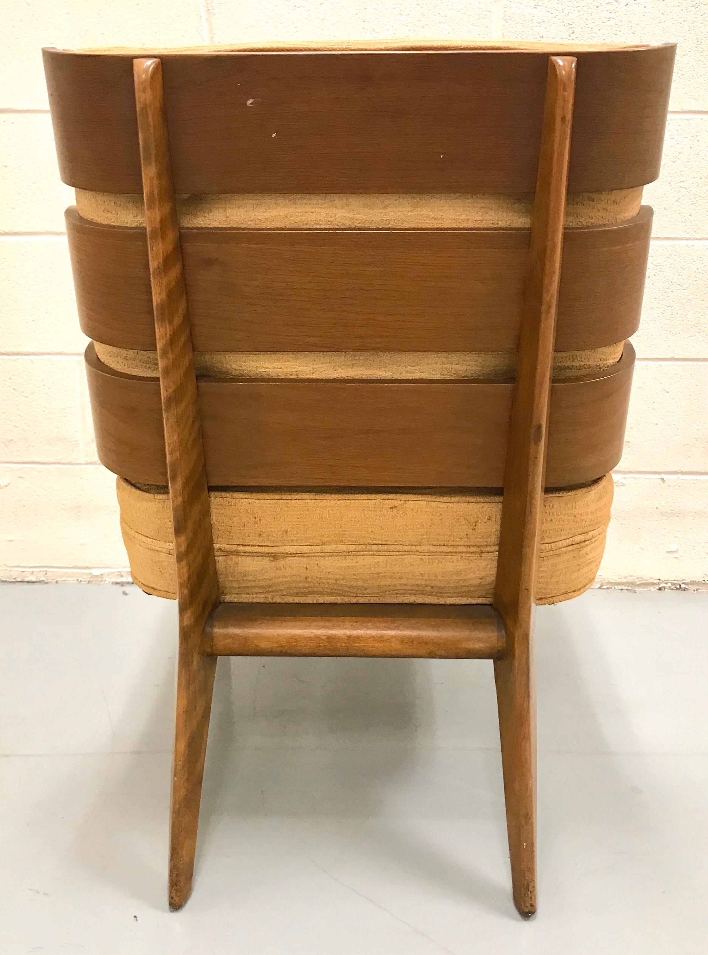 Mid-20th Century T.H. Robsjohn-Gibbings Slat-Back Lounge Chair for Widdicomb For Sale