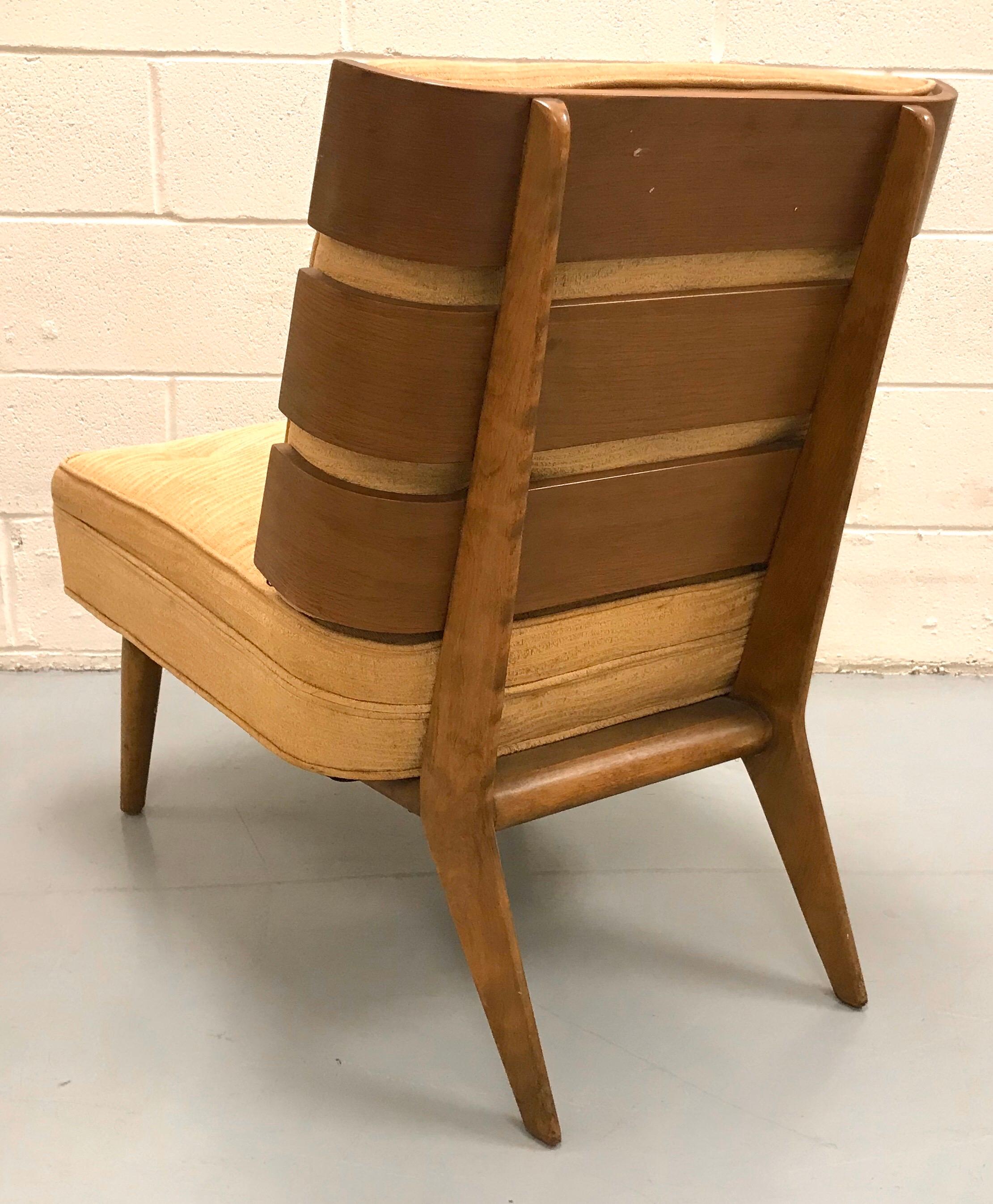 Wood T.H. Robsjohn-Gibbings Slat-Back Lounge Chair for Widdicomb For Sale