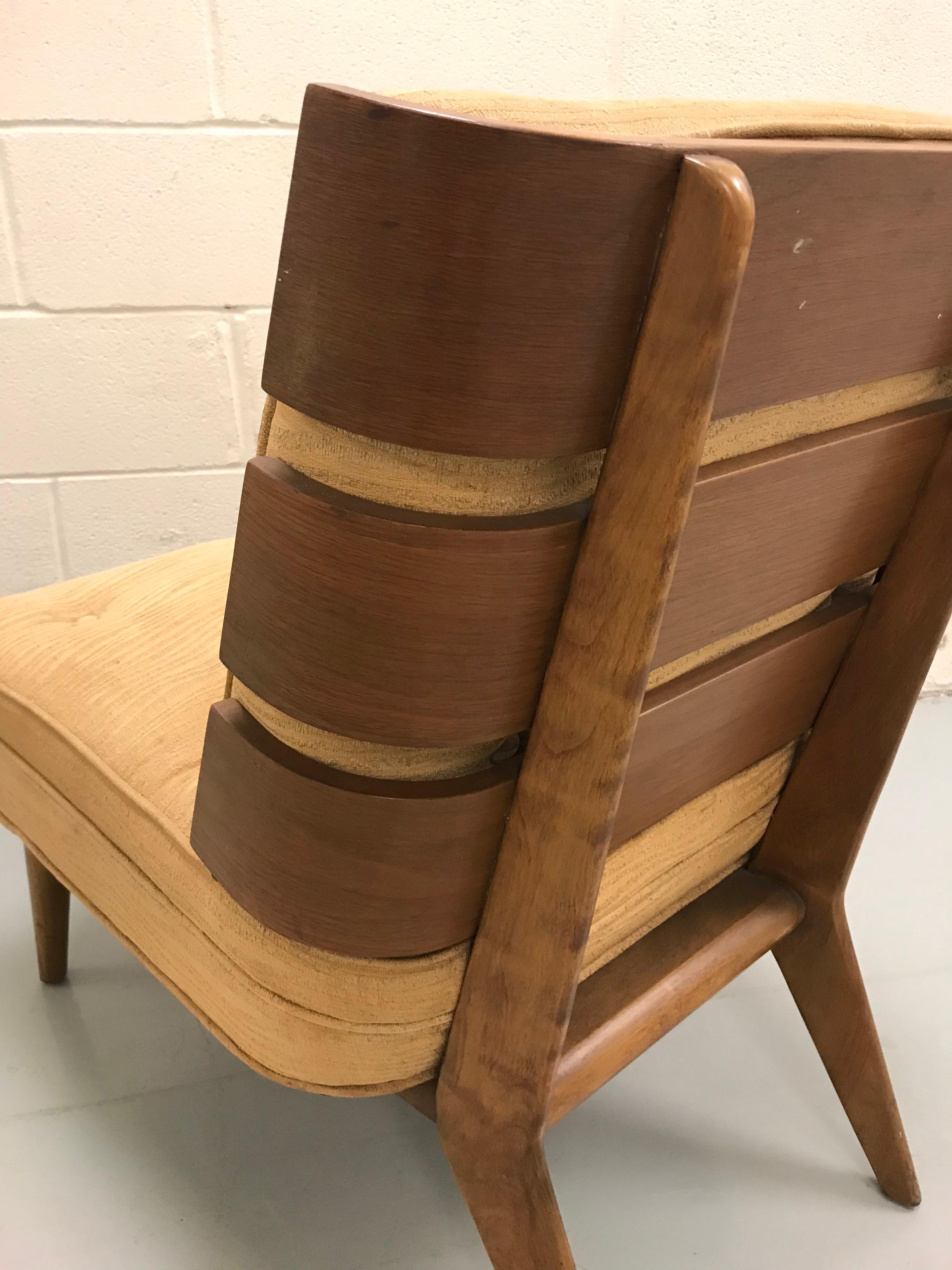 T.H. Robsjohn-Gibbings Slat-Back Lounge Chair for Widdicomb For Sale 1