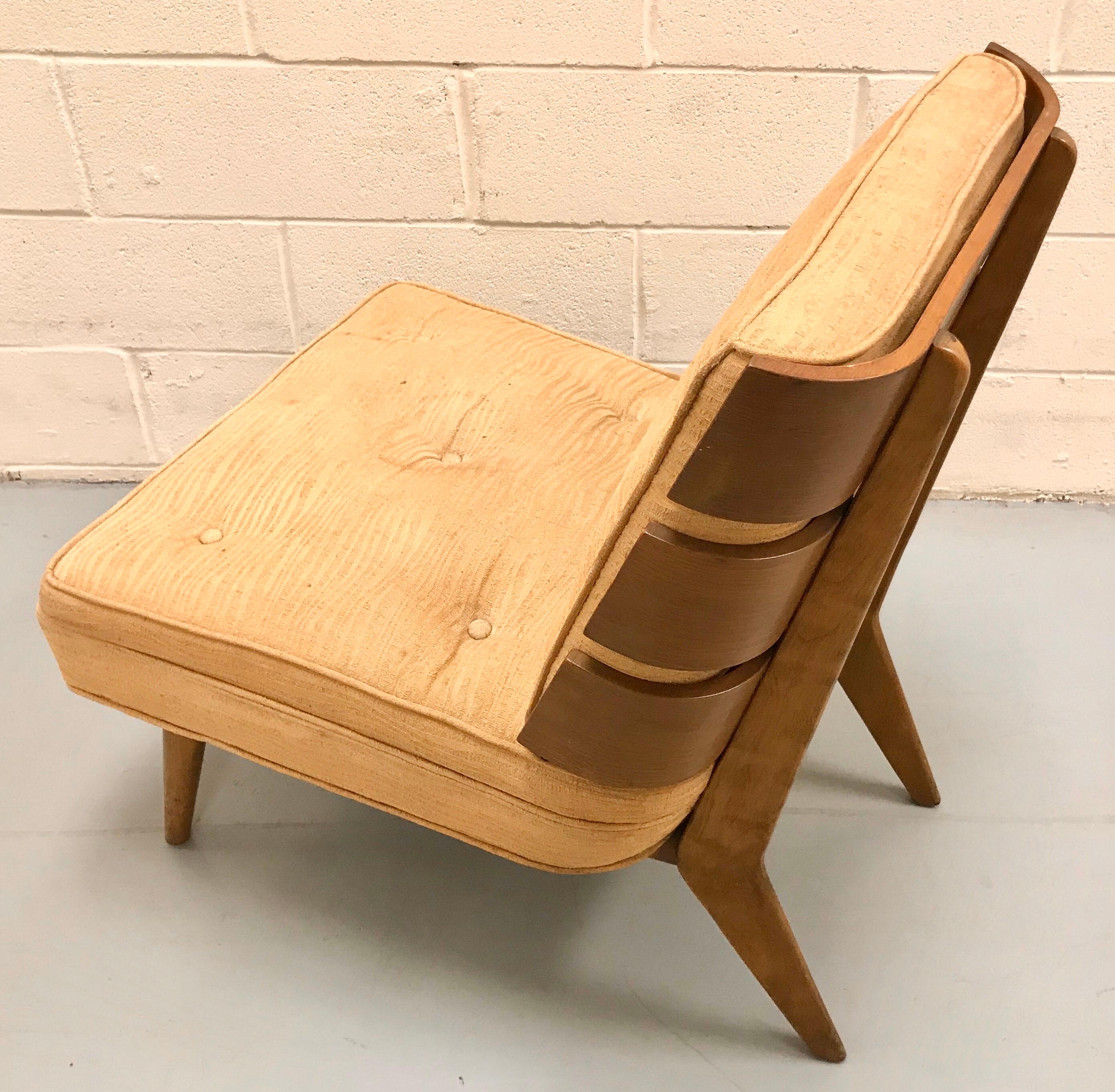 T.H. Robsjohn-Gibbings Slat-Back Lounge Chair for Widdicomb For Sale 3