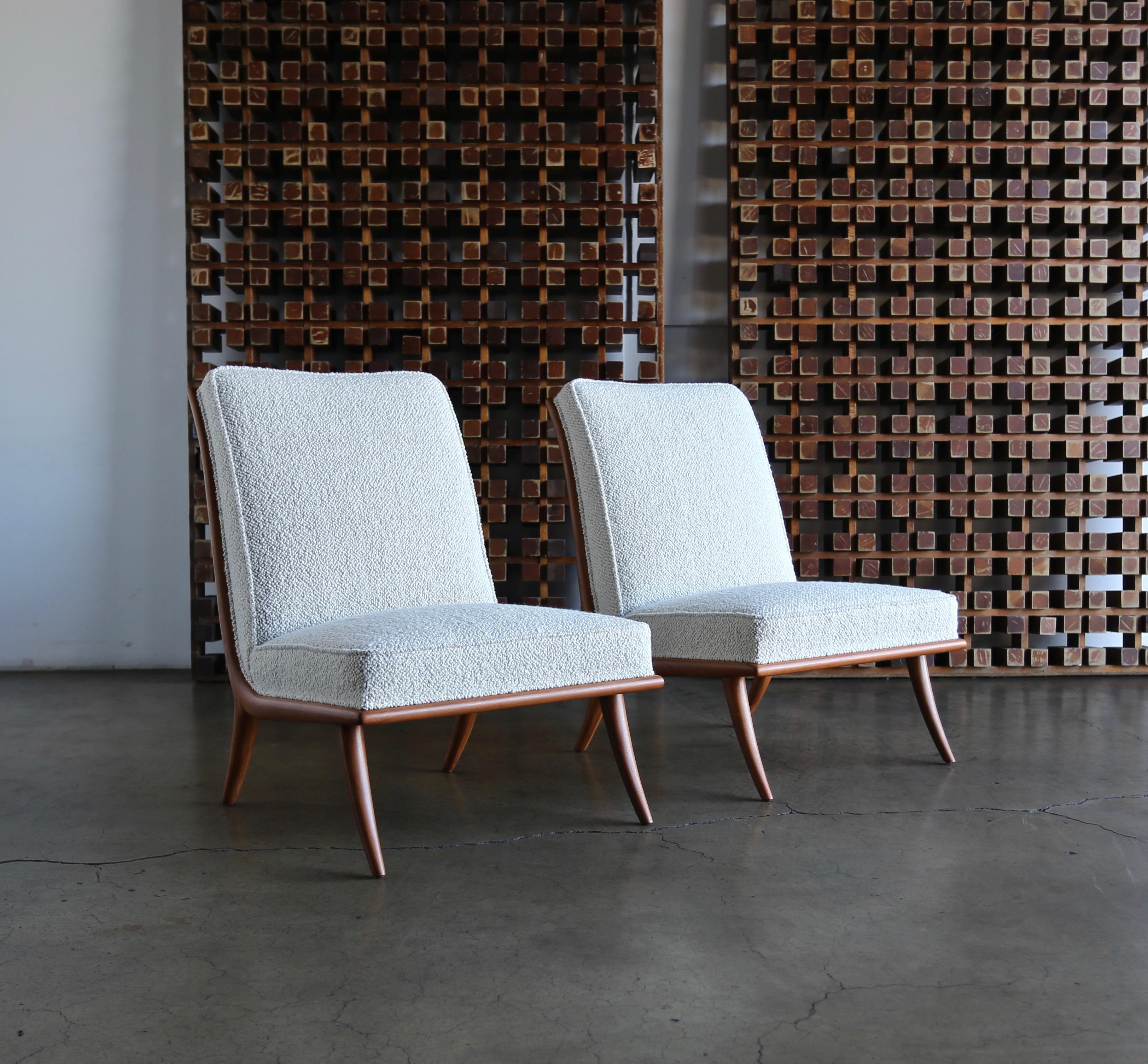 Mid-Century Modern T.H. Robsjohn-Gibbings Slipper Chairs for Widdicomb, circa 1955