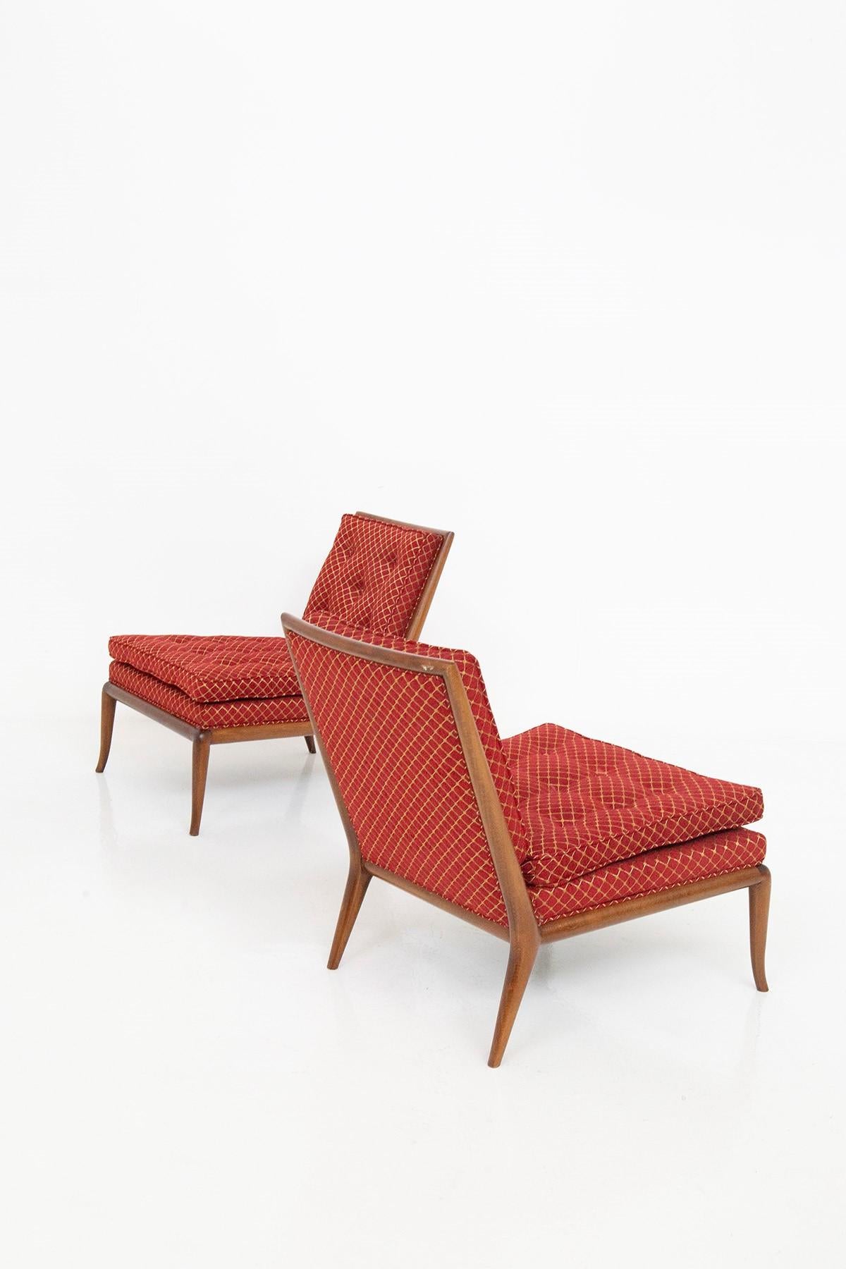 T.H. Robsjohn-Gibbings Slipper Lounge Chairs a Pair for Widdicomb USA 1955 In Good Condition For Sale In Paris, FR