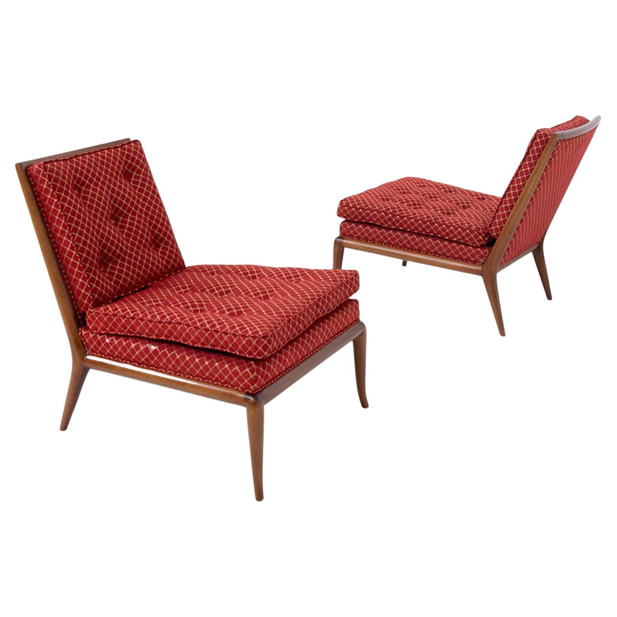 T.H. Robsjohn-Gibbings Slipper Lounge Chairs a Pair for Widdicomb USA 1955 For Sale
