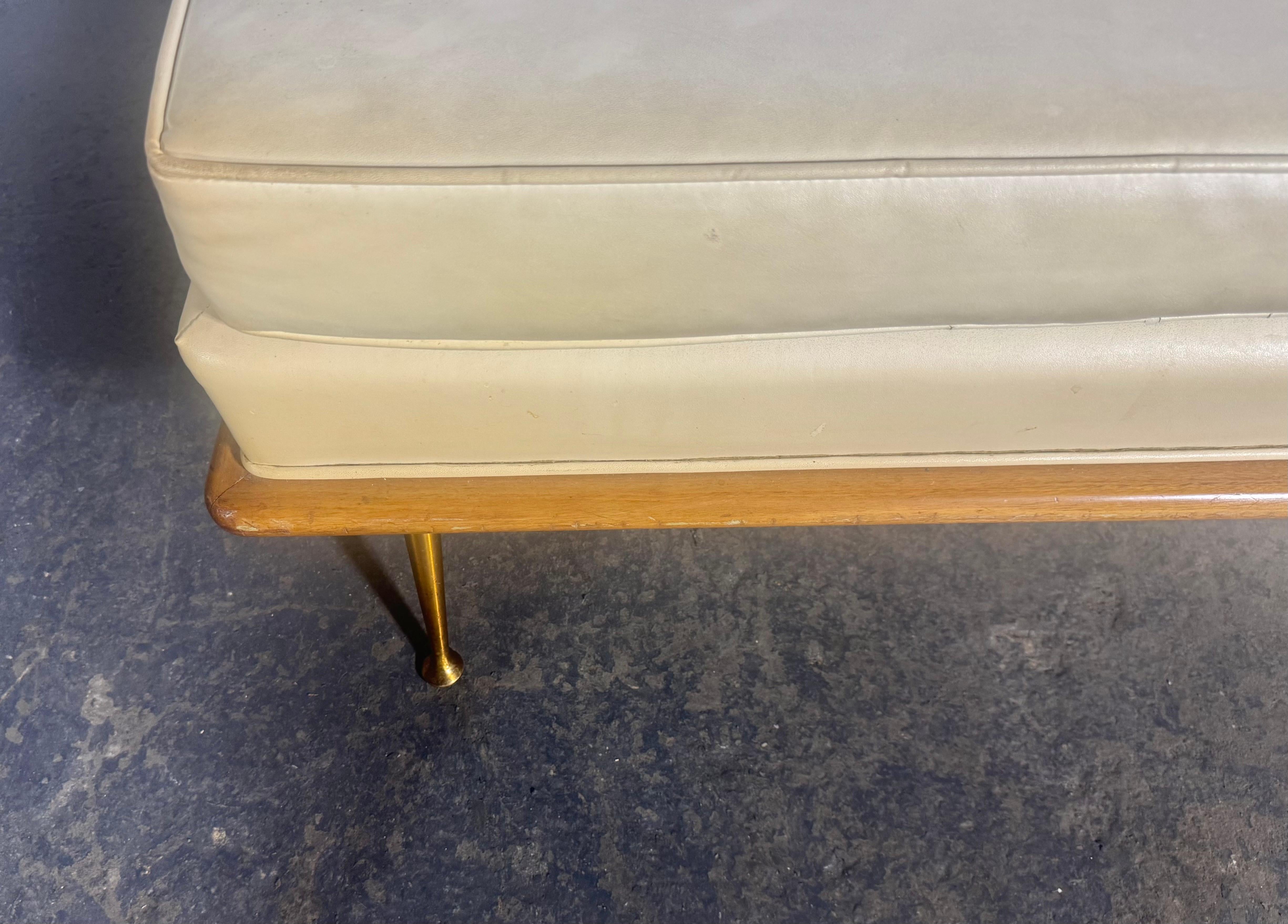 Mid-Century Modern T.H. Robsjohn-Gibbings Sofa, for Widdicomb Model 1727 c.1950 / walnut & brass For Sale