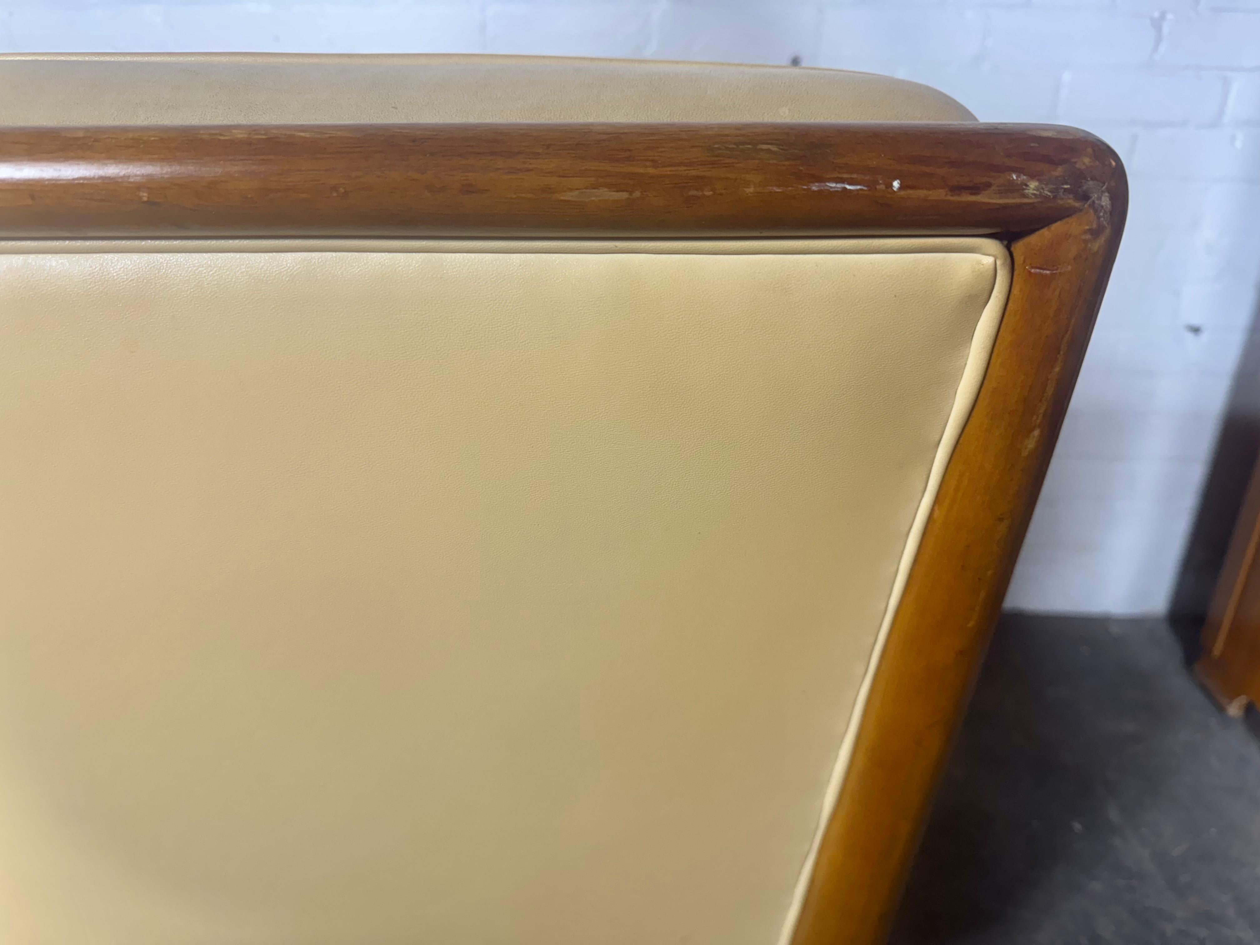 T.H. Robsjohn-Gibbings Sofa, for Widdicomb Model 1727 c.1950 / walnut & brass For Sale 1