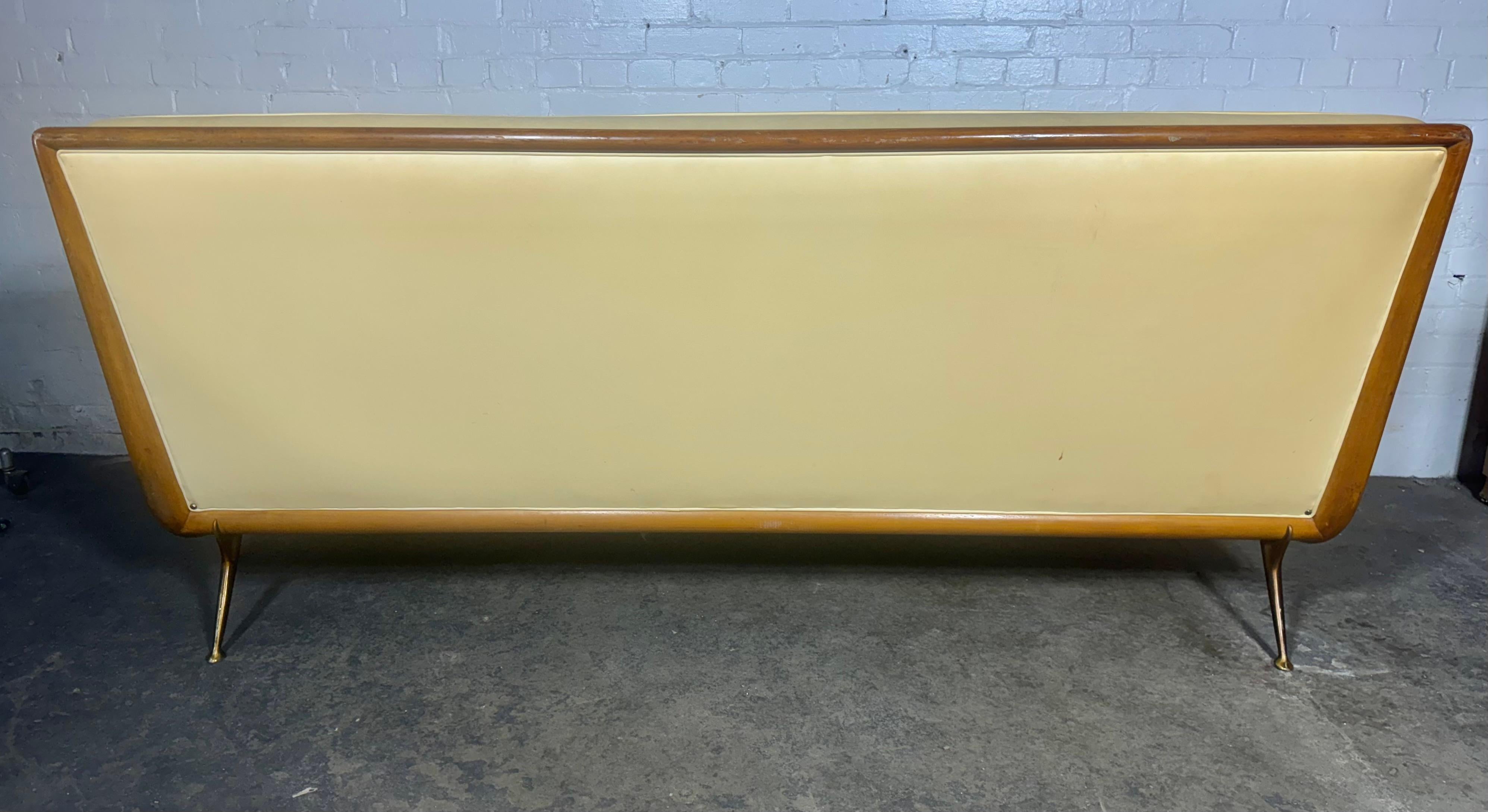 T.H. Robsjohn-Gibbings Sofa, for Widdicomb Model 1727 c.1950 / walnut & brass For Sale 2