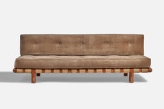 T.H. Robsjohn-Gibbings, Sofa, Walnut, Canvas, Velvet, USA, 1950s