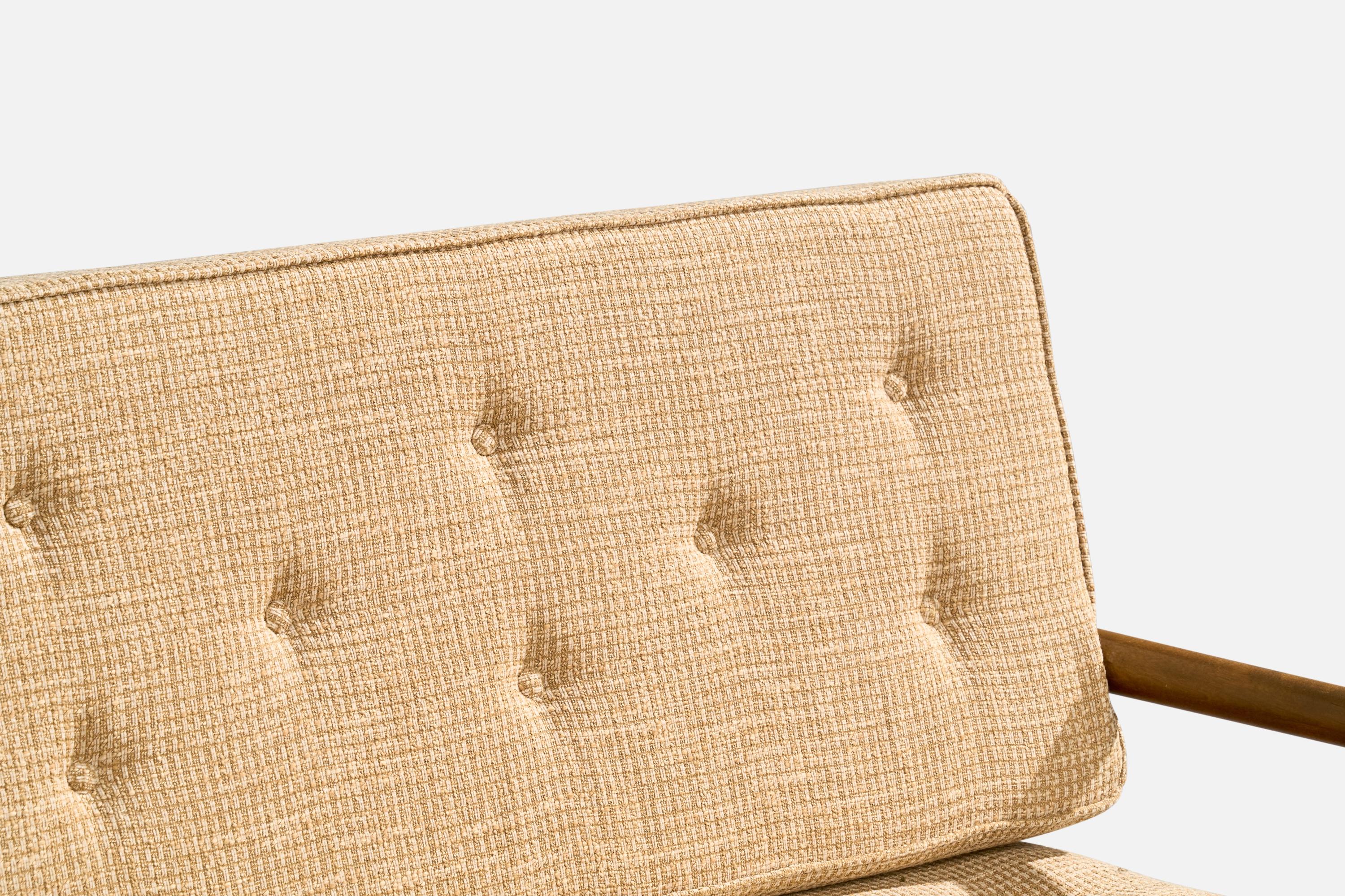 T.H. Robsjohn-Gibbings, Sofa, Walnut, Fabric, USA, 1950s For Sale 8