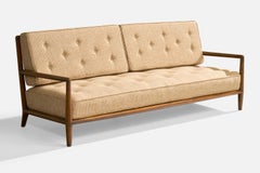 T.H. Robsjohn-Gibbings, Sofa, Walnut, Fabric, USA, 1950s
