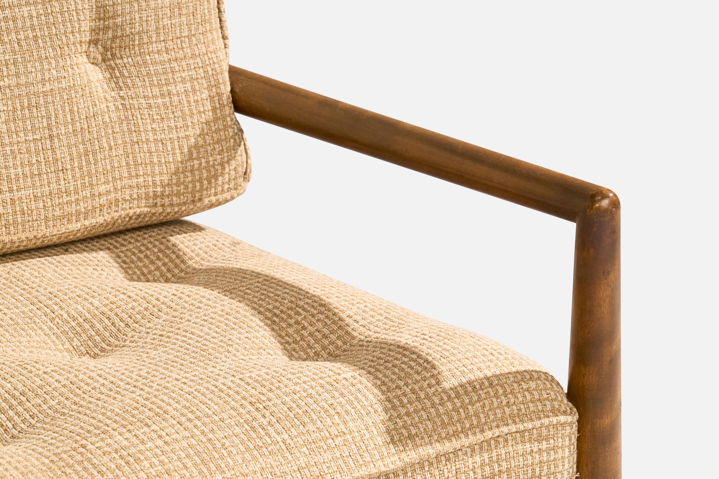 Mid-Century Modern T.H. Robsjohn-Gibbings, Sofa, Walnut, Fabric, USA, 1950s For Sale