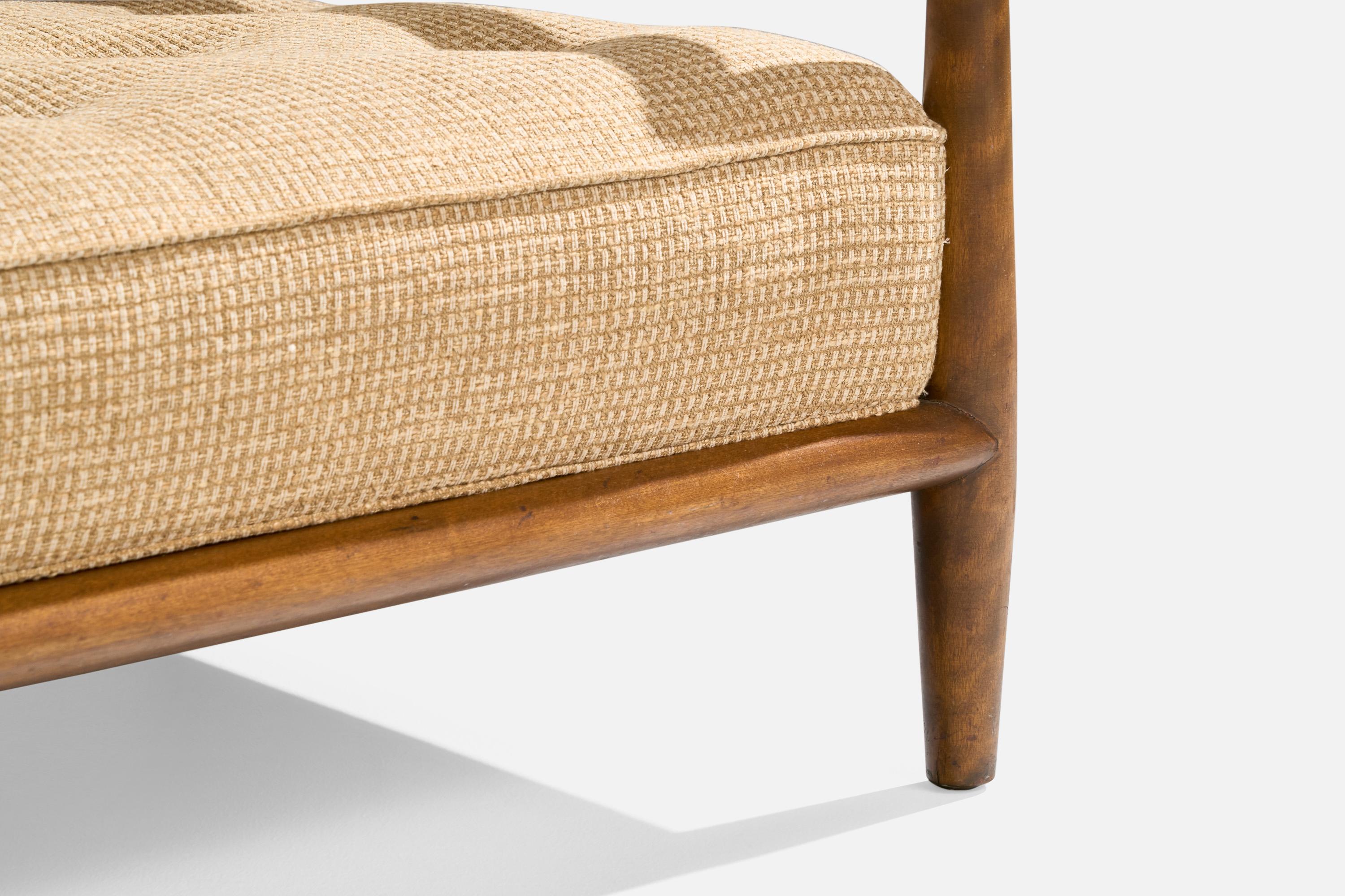 T.H. Robsjohn-Gibbings, Sofa, Walnut, Fabric, USA, 1950s In Good Condition For Sale In High Point, NC