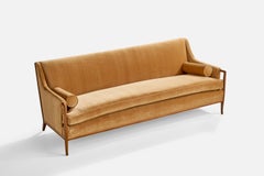 T.H. Robsjohn-Gibbings, Sofa, Walnut, Velvet, USA, 1950s