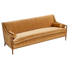 T.H. Robsjohn-Gibbings, Sofa, Walnut, Velvet, USA, 1950s