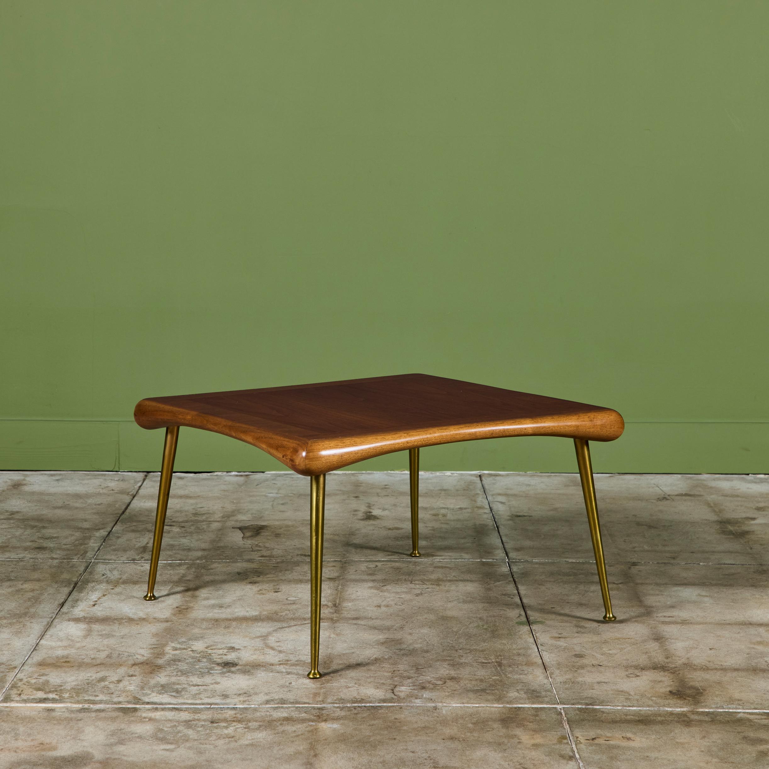 Brass T.H. Robsjohn Gibbings Square Coffee Table for Widdicomb