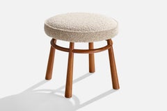 T.H. Robsjohn-Gibbings, Stool, Walnut, Fabric, USA, 1950s