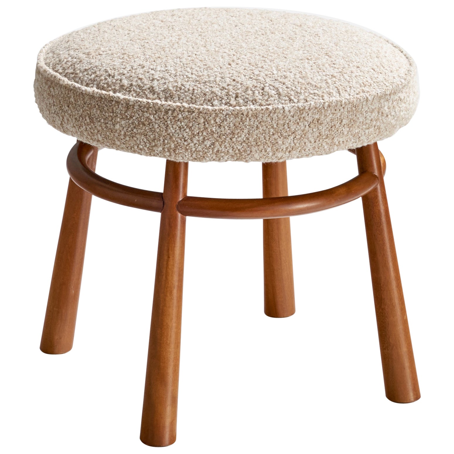 T.H. Robsjohn-Gibbings, Stool, Walnut, Fabric, USA, 1950s