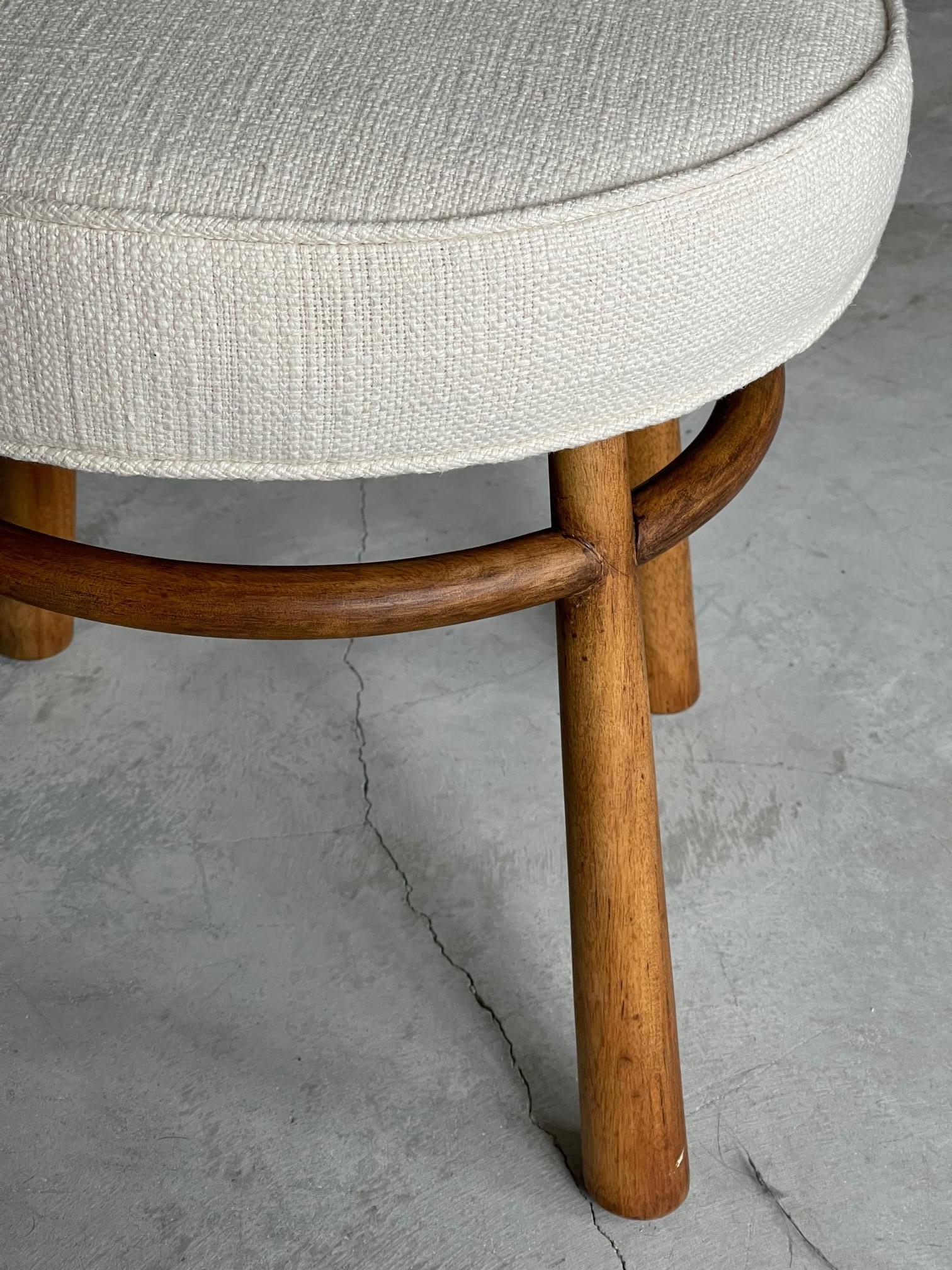 T.H. Robsjohn-Gibbings, Stool, Walnut, Fabric, Widdicomb, 1950s In Good Condition In High Point, NC