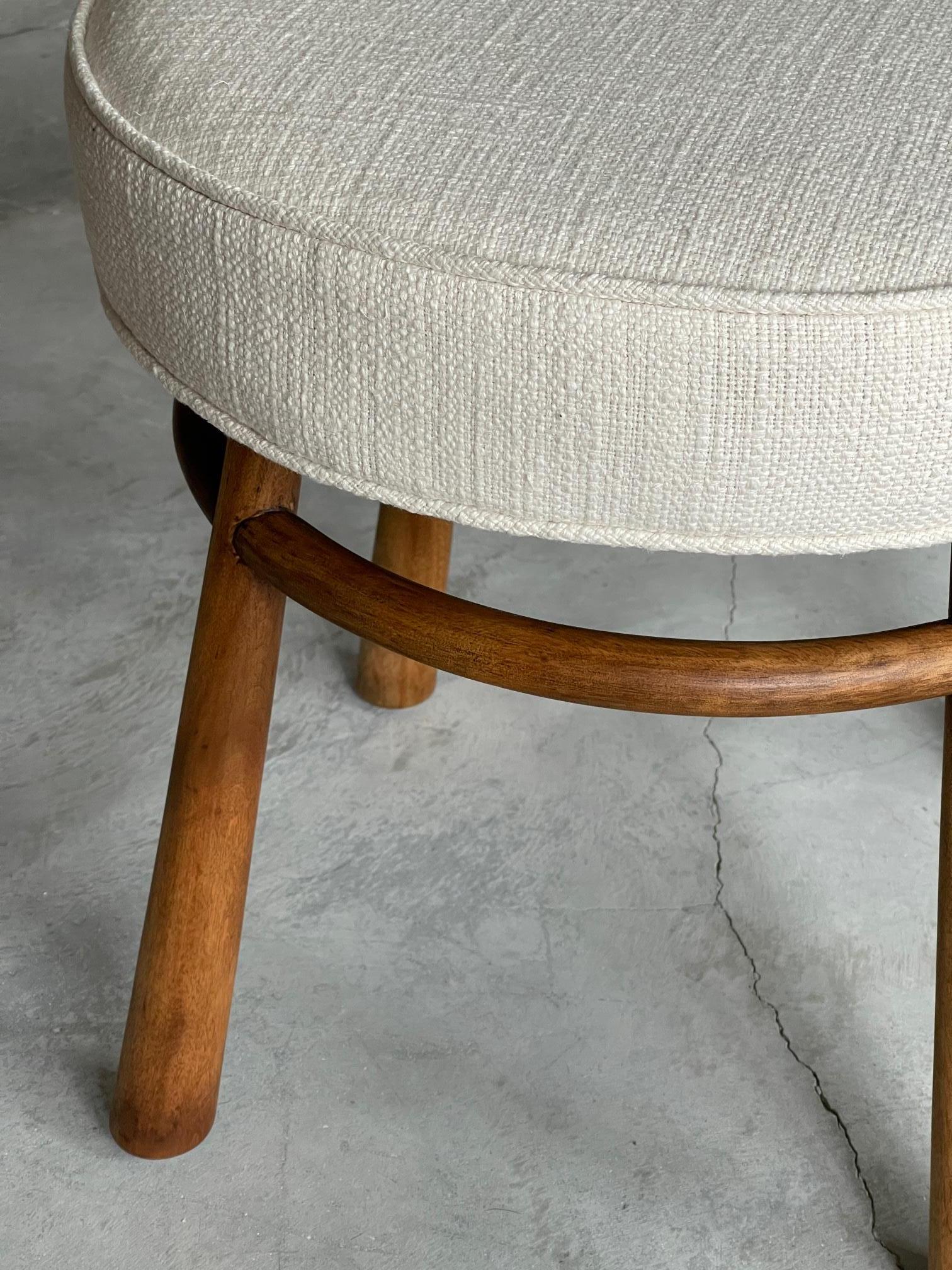 Mid-20th Century T.H. Robsjohn-Gibbings, Stool, Walnut, Fabric, Widdicomb, 1950s