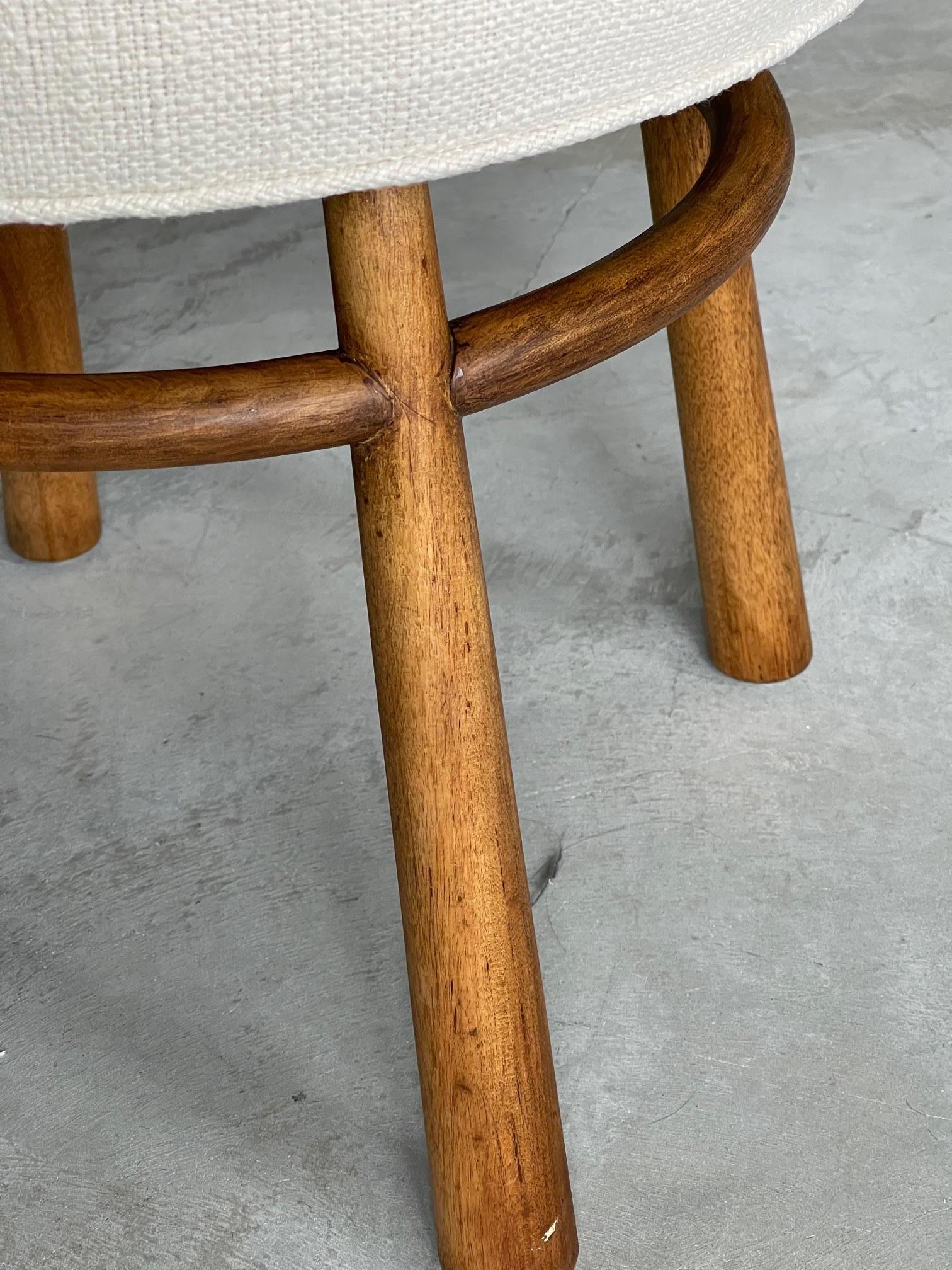 T.H. Robsjohn-Gibbings, Stool, Walnut, Fabric, Widdicomb, 1950s 1